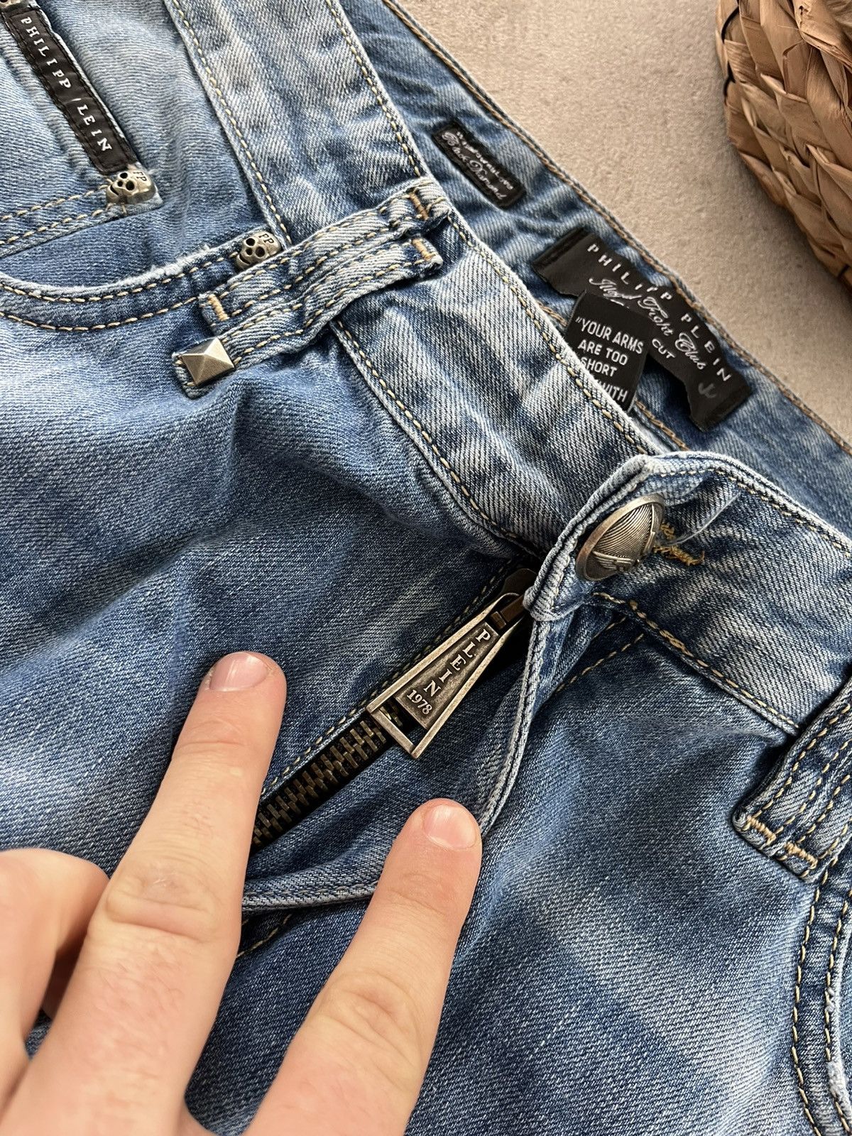 Philipp Plein New Philipp Plein Jeans Light Blue denim Distressed Wide Y2K Size US 36 / EU 52 - 9 Thumbnail