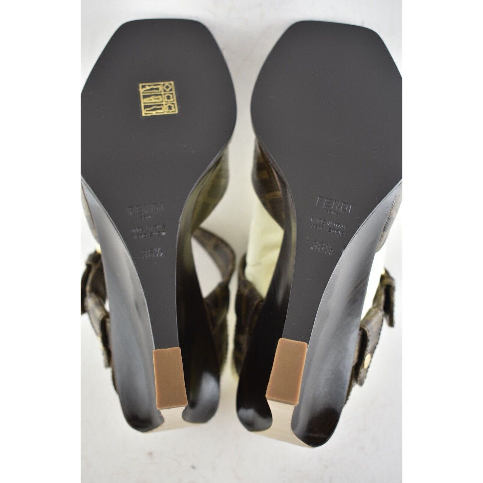 Fendi FF Motif Ankle Strap Sandal Peep Toe Heel Pump Wedge 36.5 Size US 6.5 / IT 36.5 - 11 Thumbnail