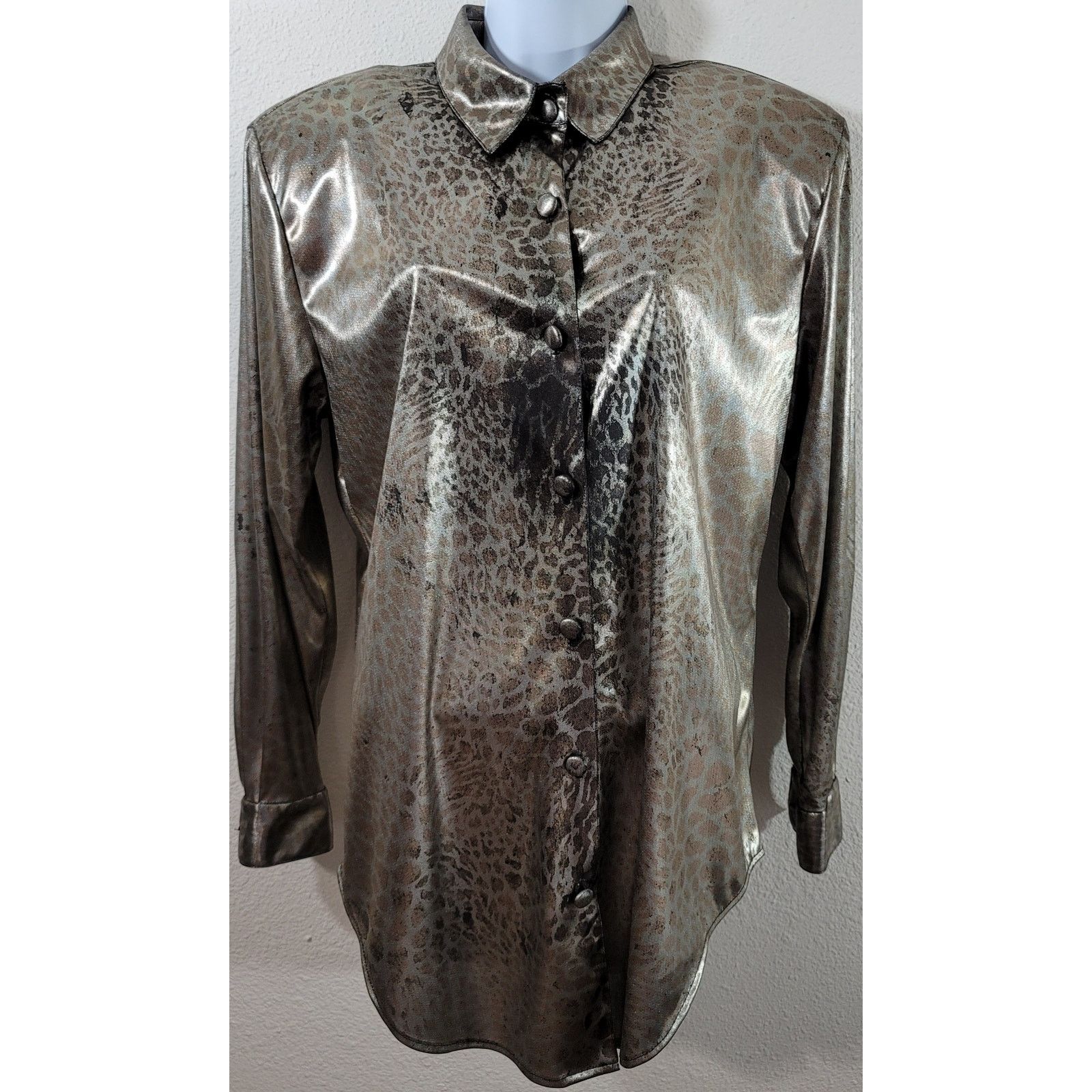 Other VTG Connie Anderson Audio Gold Metallic Animal Print Top XS Size XS / US 0-2 / IT 36-38 - 1 Thumbnail