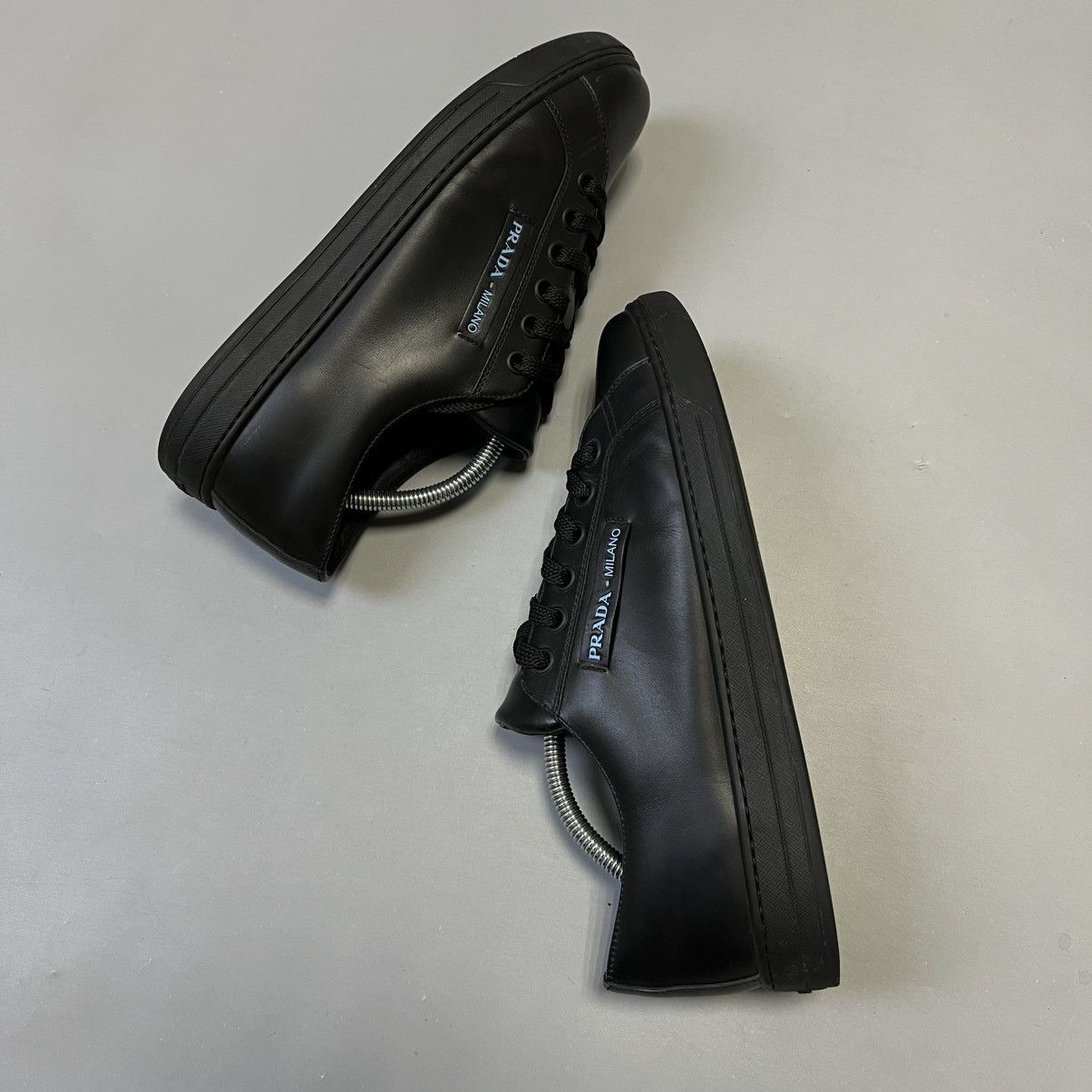 Prada Prada Sneakers Leather Shoes Black Luxury UK 8 men's Size US 9 / EU 42 - 6 Thumbnail