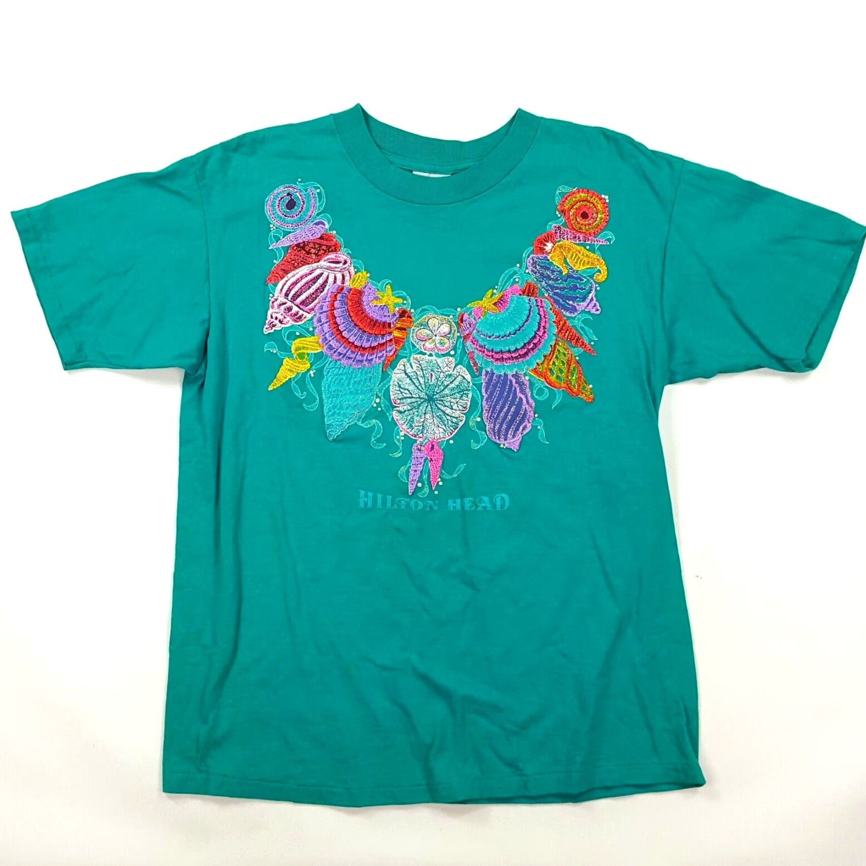 Vintage VINTAGE Oneita T-Shirt Shirt Men L Blue 90s Beach Retro Graphic Print Summer Hilton Head USA Size US L / EU 52-54 / 3 - 2 Thumbnail