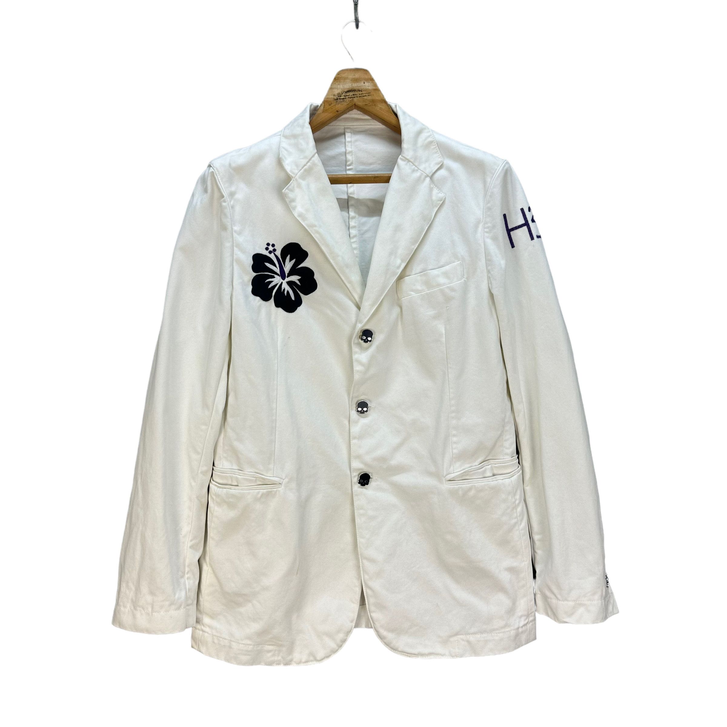 image of Avant Garde x Hydrogen 1 Hydrogen Giacca Denim Skull Button Casual Jacket 8184-210 in White (Size M