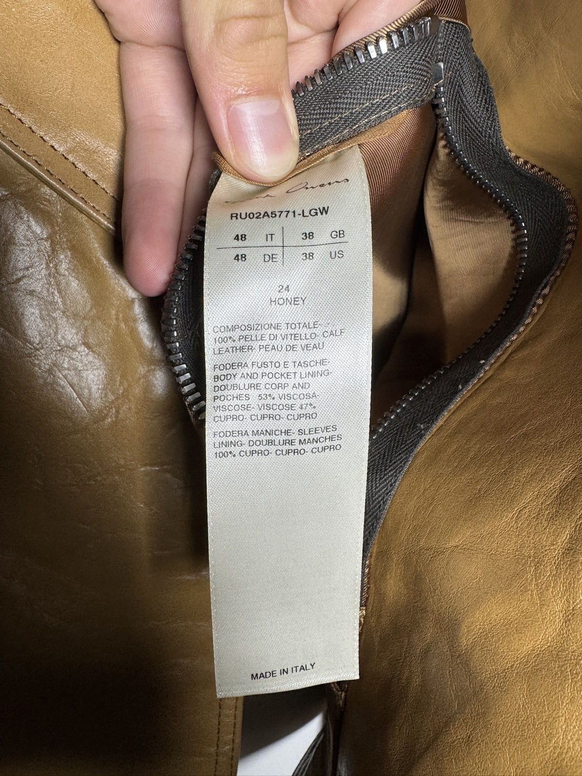 Rick Owens Rick Owens Honey High-Neck Leather Jacket – FW21 Size US M / EU 48-50 / 2 - 10 Thumbnail