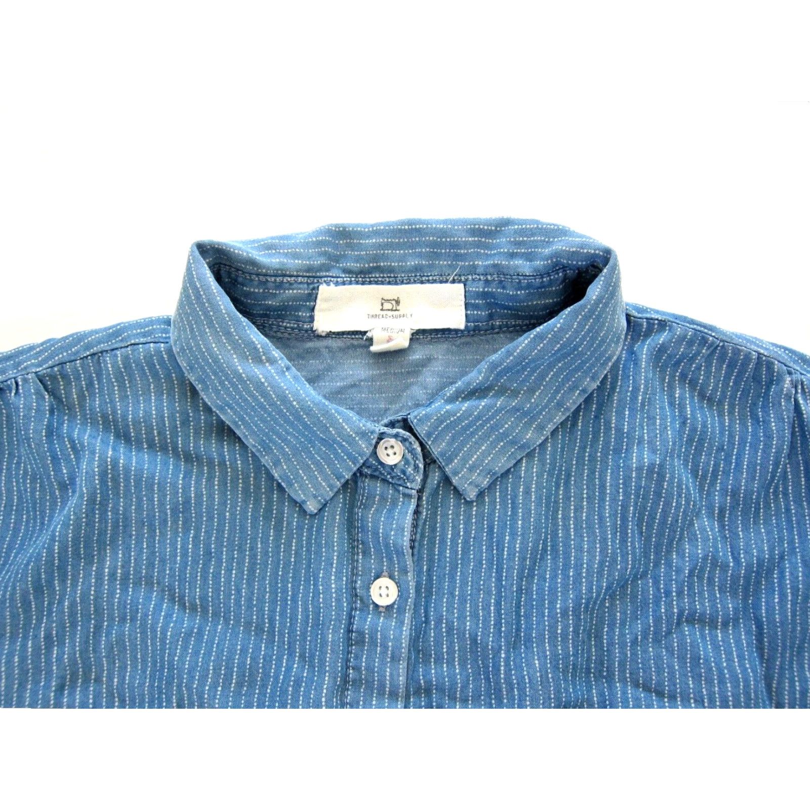 Vintage Thread + Supply Blue White Stripe Shirt Dress M Mens? Size M / US 6-8 / IT 42-44 - 6 Thumbnail