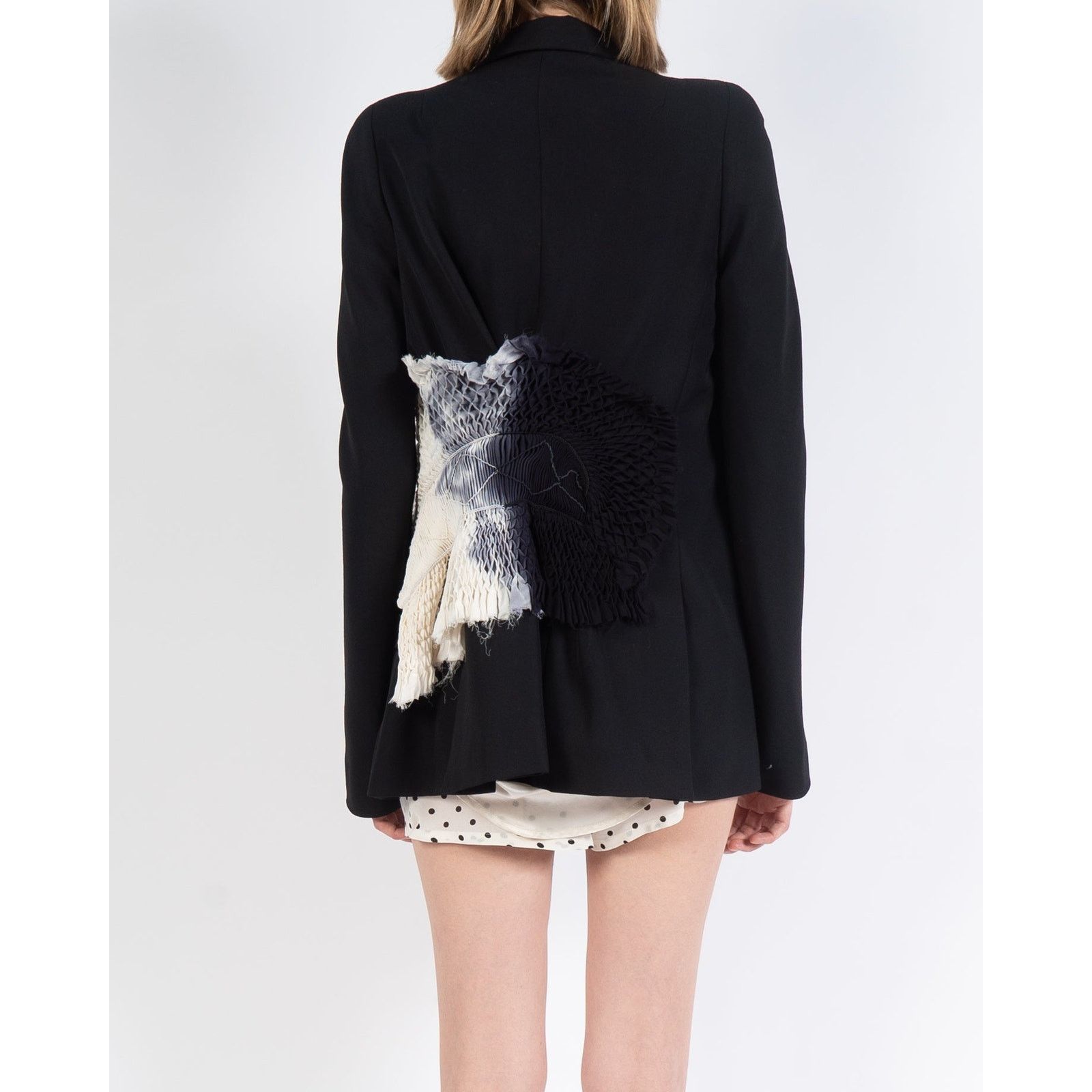 Haider Ackermann SS17 Smoked Detail Tround Shoulder Blazer in Black Wool Size S / US 4 / IT 40 - 5 Thumbnail