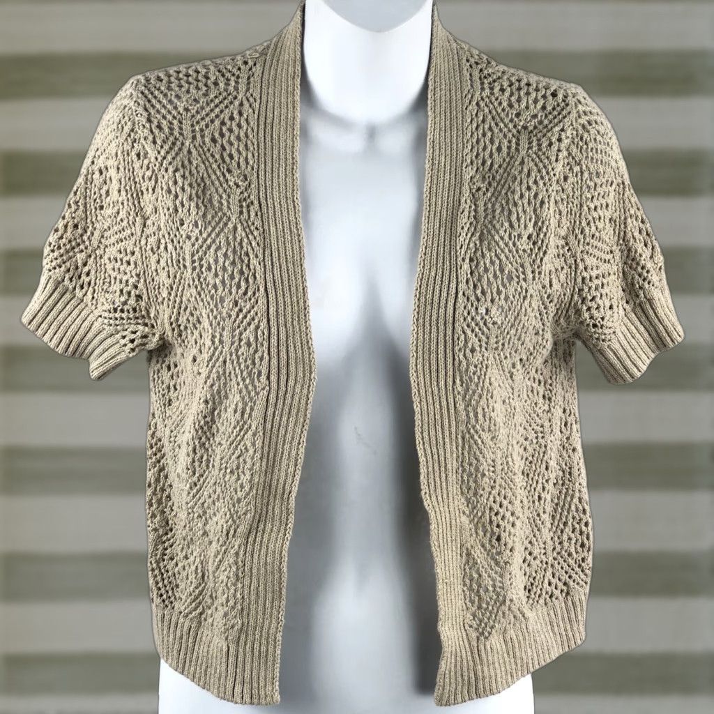 Vintage VINTAGE Sonoma Shrug Shirt Womens S Beige Open Crochet Knit Bohemian Grunge CottageCore Y2K 90s Adjustable Open Front Cashmere? Size S / US 4 / IT 40 - 1 Thumbnail