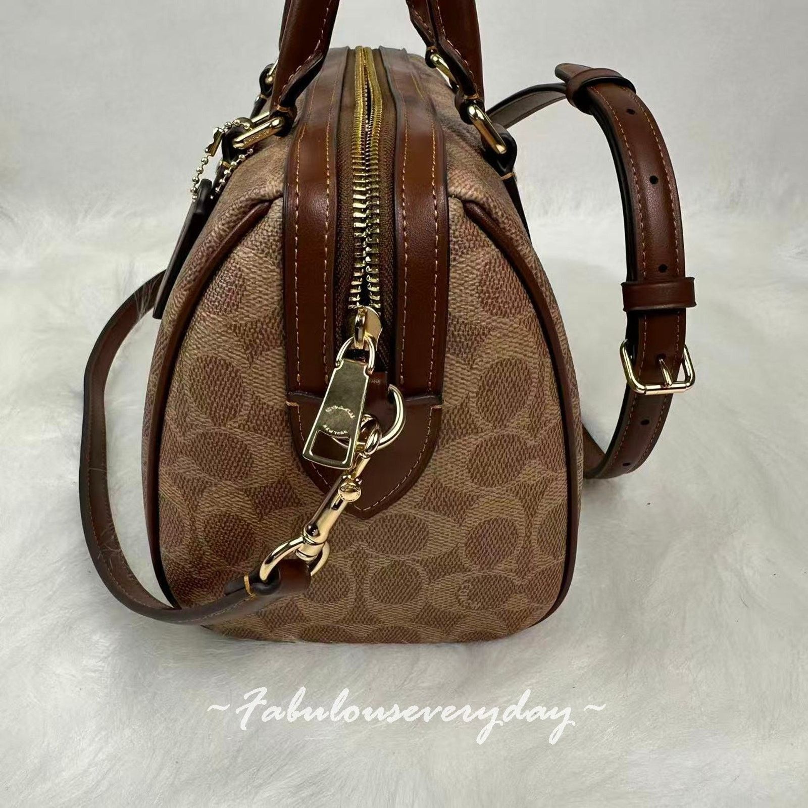 Coach Coach Rowan Satchel Signature Canvas Gold/Tan/Brown CV961 Size ONE SIZE - 2 Thumbnail