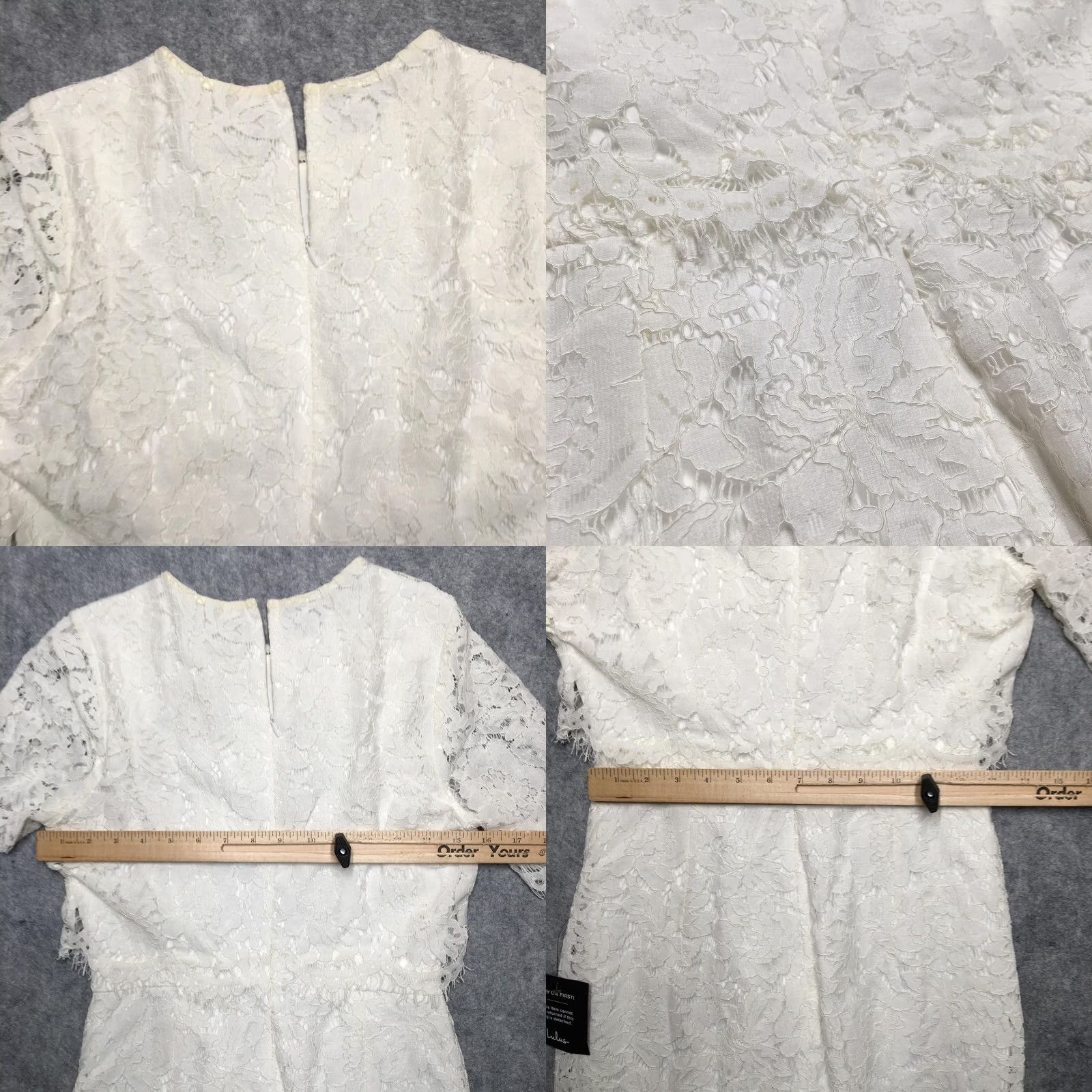 Lulus Lulus Dress Womens Small White Lace Sheath Midi Short Sleeve Wedding Party Size 28" / US 6 / IT 42 - 8 Thumbnail