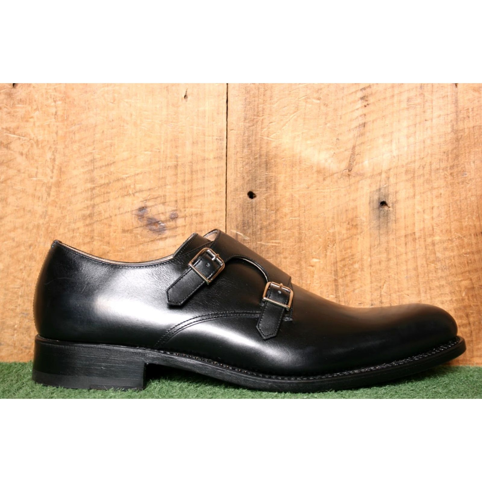 Vintage Bruno Famiglietti Black Leather Double Buckle Monk Strap Loafers UK 10 ≈ US 10.5 Mens Dress Monk Strap Shoes Size US 10 / EU 43 - 2 Thumbnail