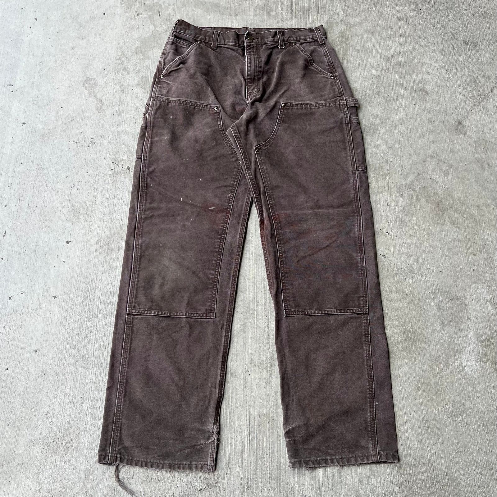 Carhartt faded brown double knee work wear carpenter pants