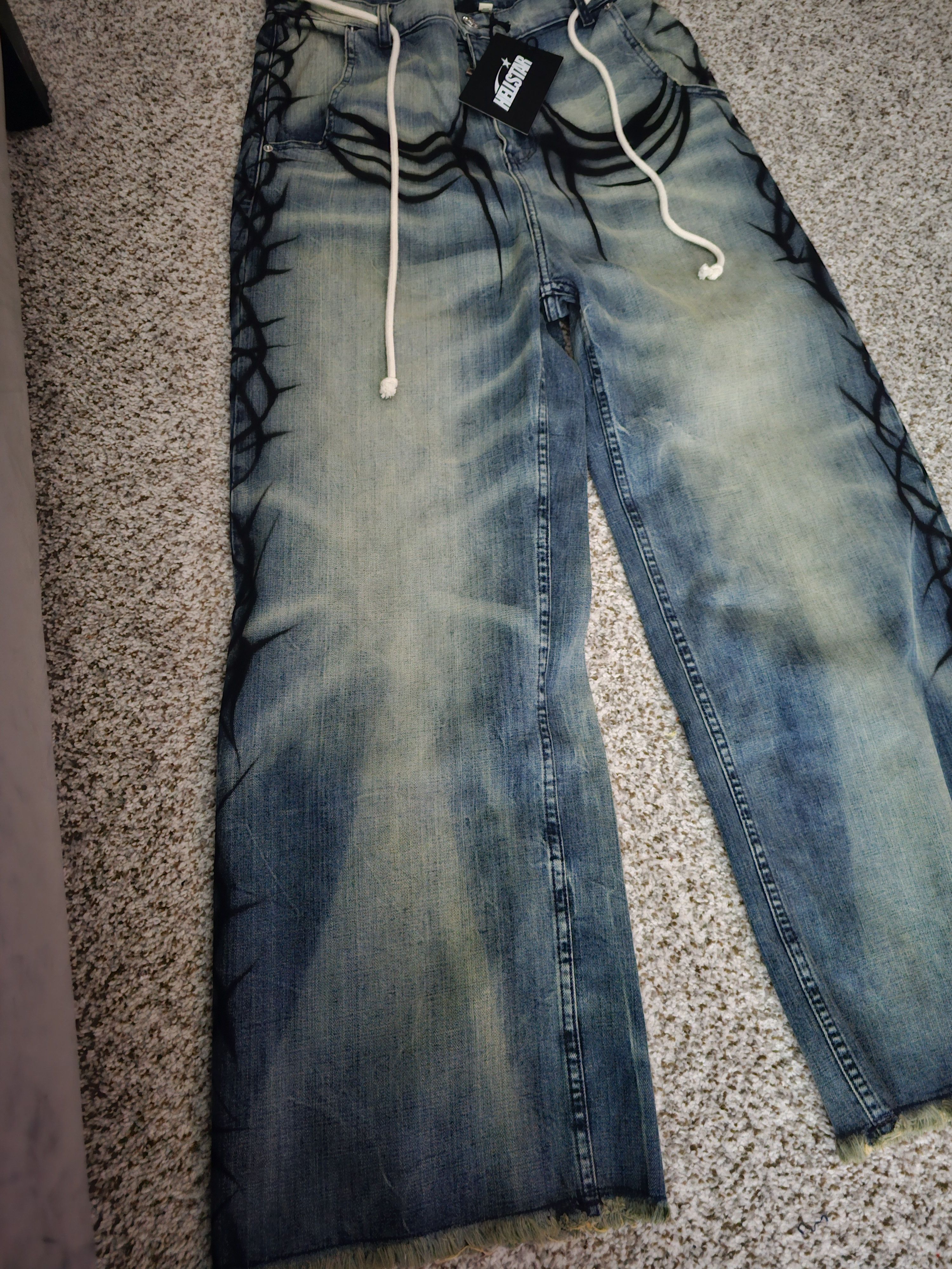 HELLSTAR Hellstar Raw Edge Air Brushed Jeans Size US 34 / EU 50 - 3 Thumbnail