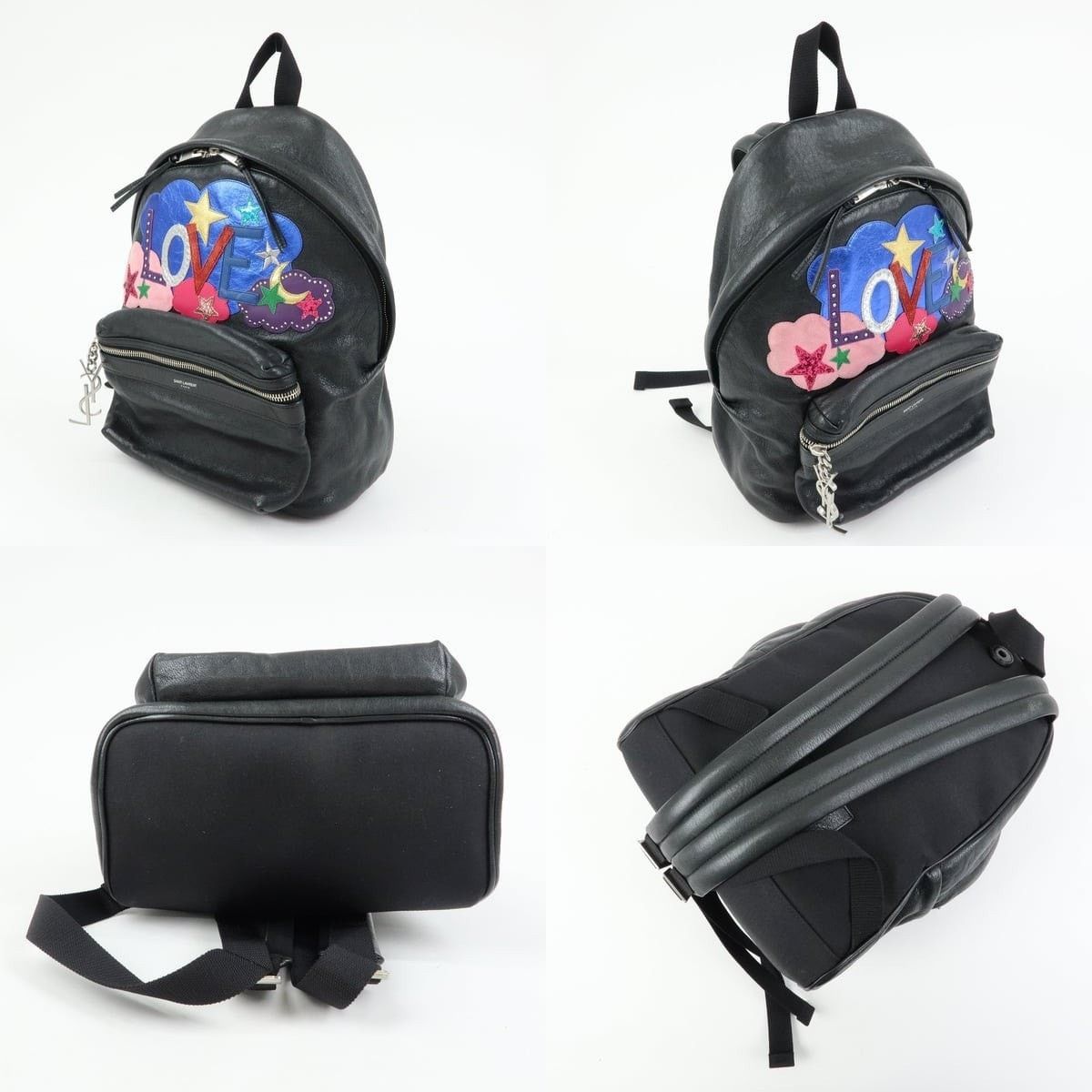 Saint Laurent Paris Saint Laurent City Love Patch Calfskin Backpack Black Size ONE SIZE - 3 Thumbnail