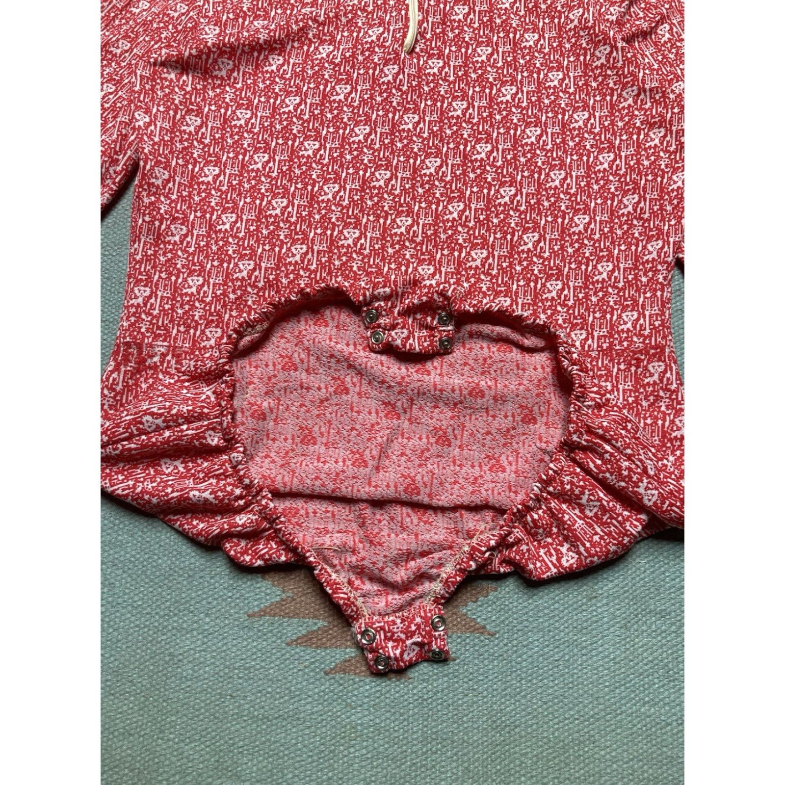 Vintage VINTAGE 70s Langtry One Piece Bathing Swim Suit 1/4 Zip Playsuit Long Sleeve Women’s L Red Size L / US 10 / IT 46 - 4 Thumbnail