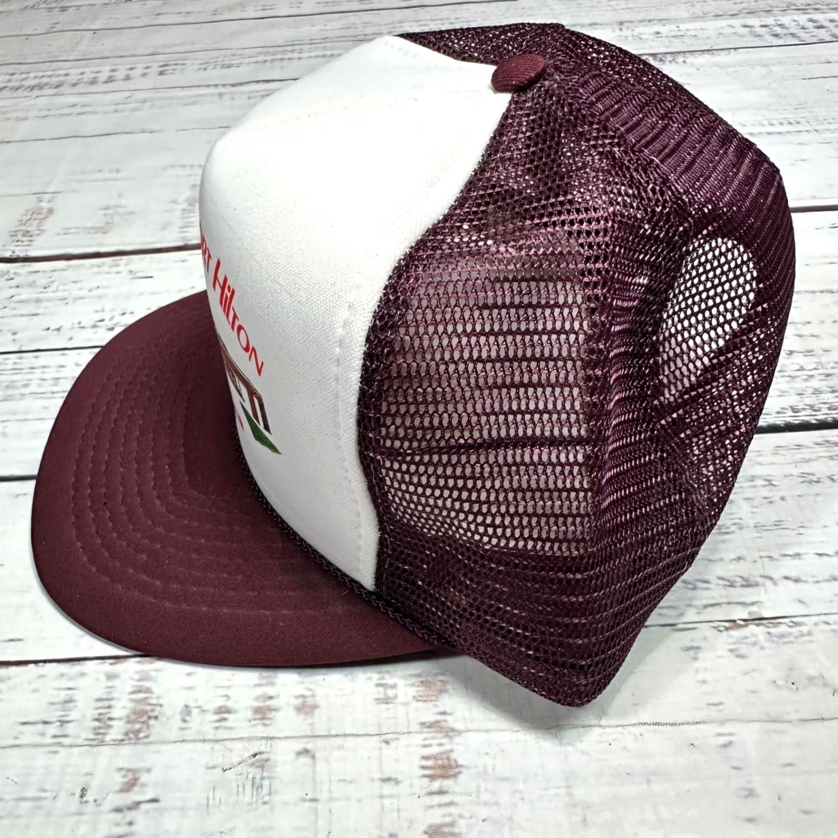 Vintage Phoenix Airport Hilton Phoenix Arizona Trucker Snapback Ball Cap Burgundy - Players Men One Size Snapback Burgundy Cap Size ONE SIZE - 6 Thumbnail
