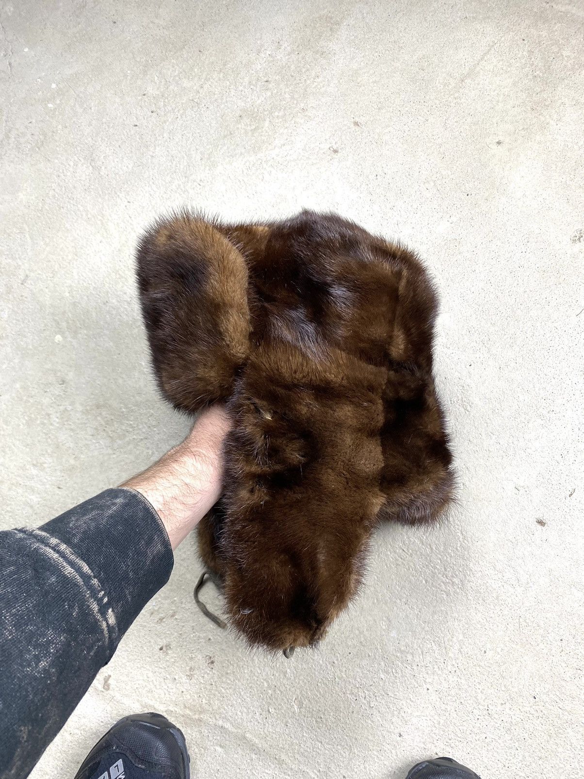 Vintage Vintage Soviet Era Black Fur Ushanka Trapper Hat Winter Cap Size ONE SIZE - 6 Thumbnail