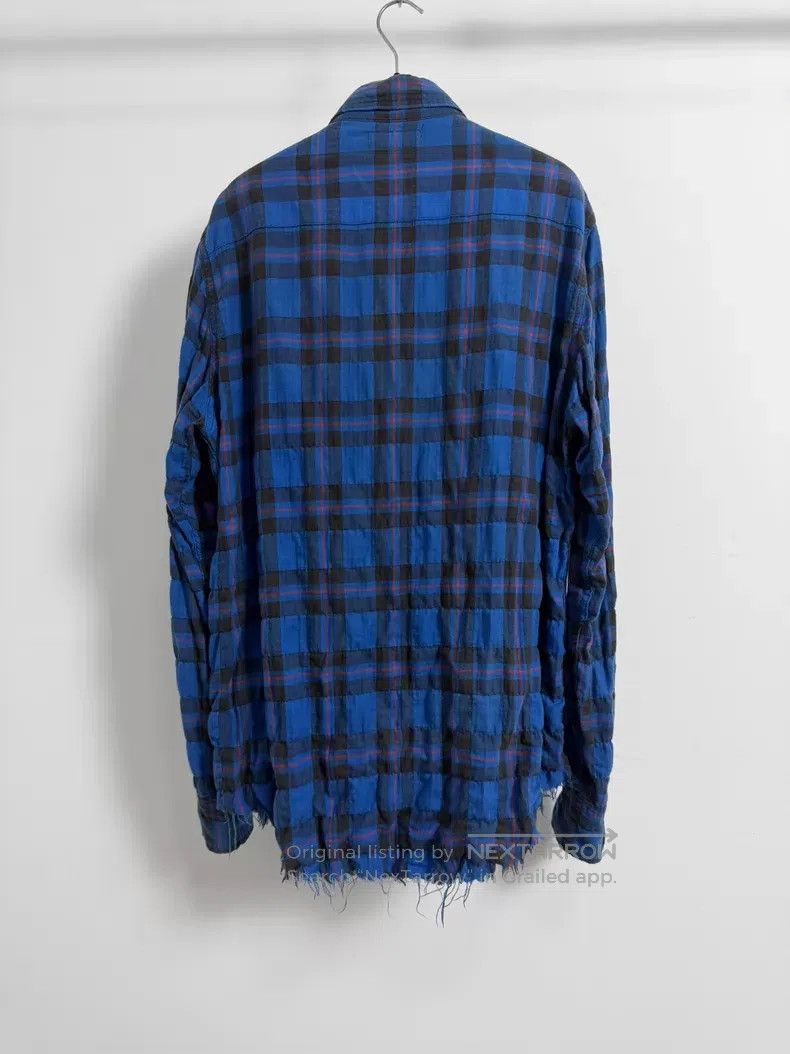 Saint Laurent Paris Saint Laurent Paris Blue Faded Frayed Destroyed Plaid Shir Size US L / EU 52-54 / 3 - 2 Thumbnail