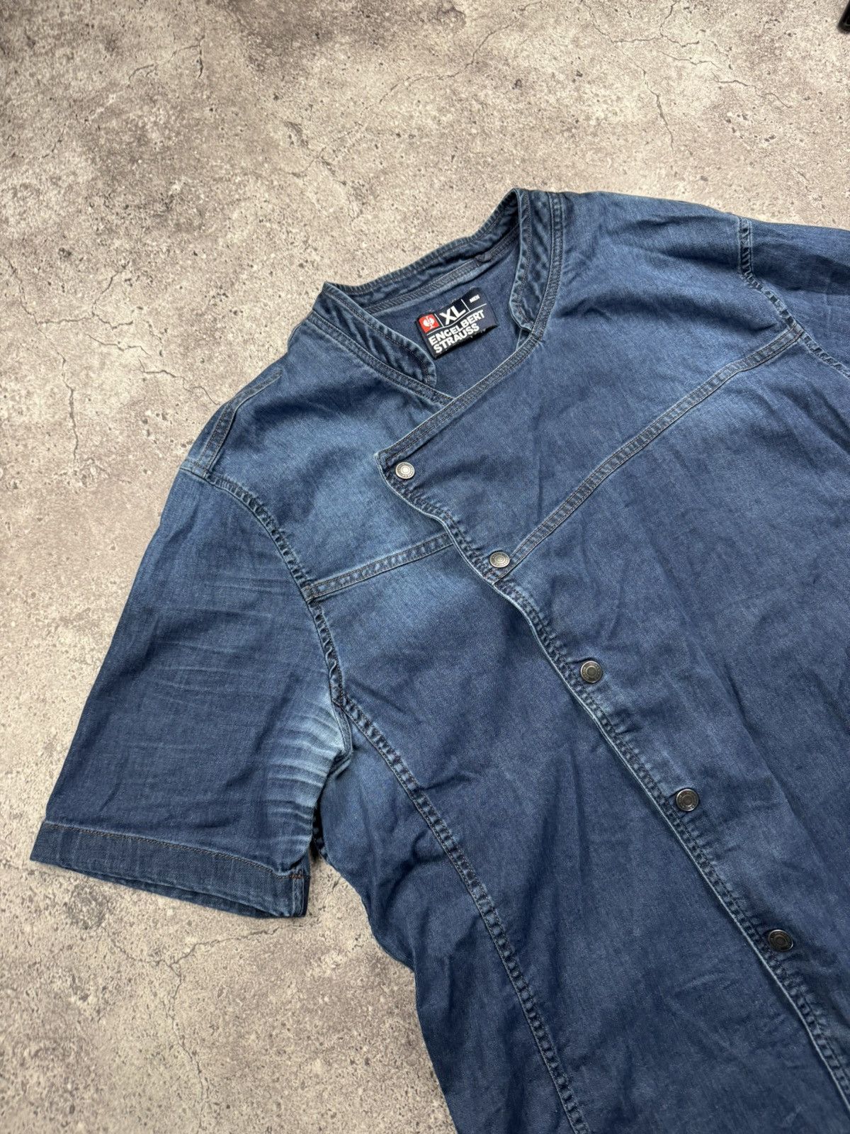 Garment Reproduction of Workers Vintage Engelbert Strauss Denim Workwear Shirt Distressed Size US XL / EU 56 / 4 - 2 Thumbnail