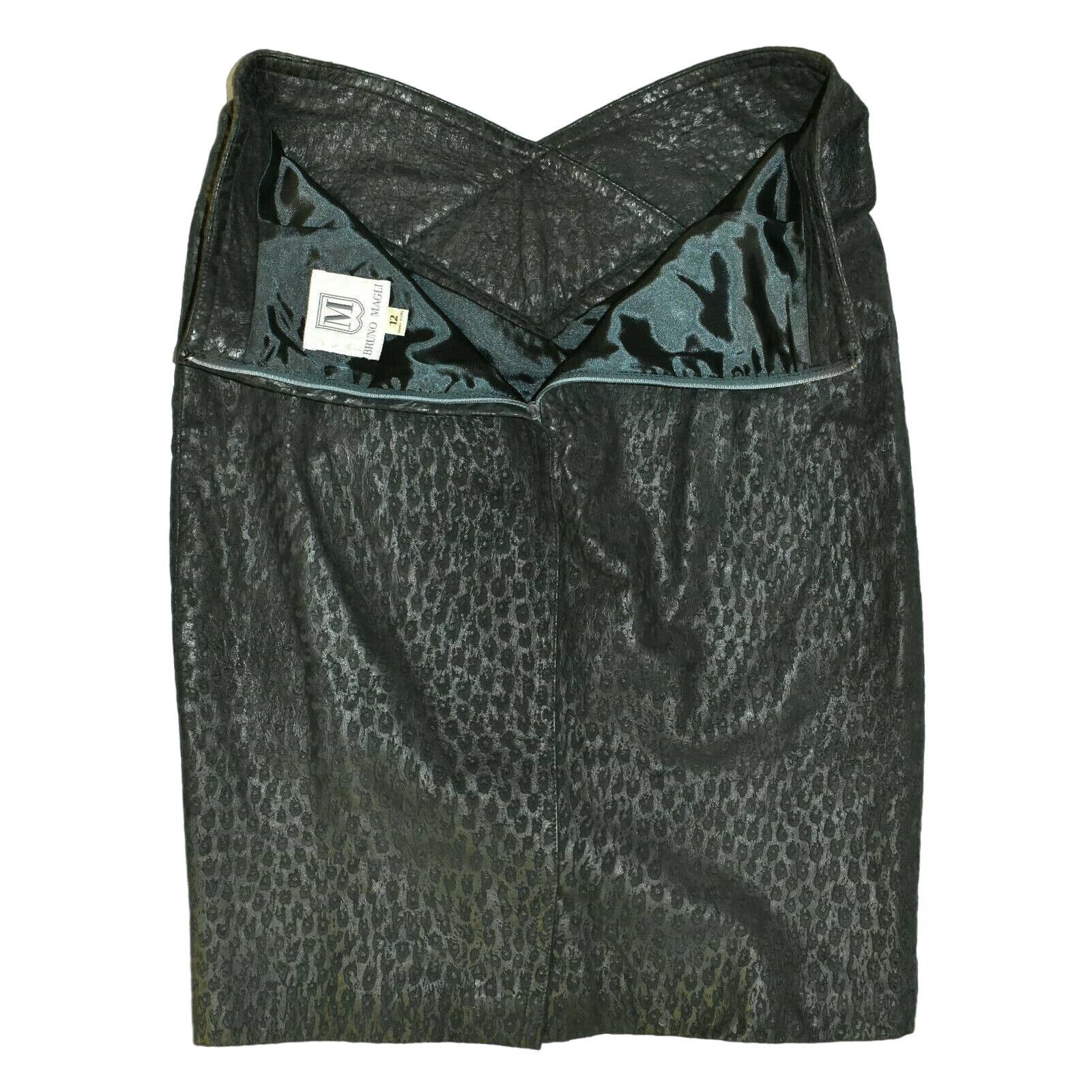 Bruno Magli A6 Vintage BRUNO MAGLI Textured Leather Pencil Skirt Size 12 Size 34" / US 12 / IT 48 - 3 Thumbnail