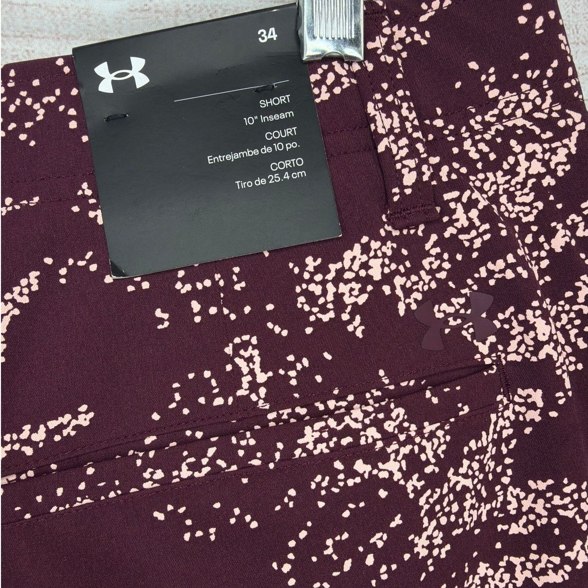 Under Armour NWT Under Armour Golf Printed Burgundy Shorts Mens Size 34 Size US 34 / EU 50 - 7 Thumbnail