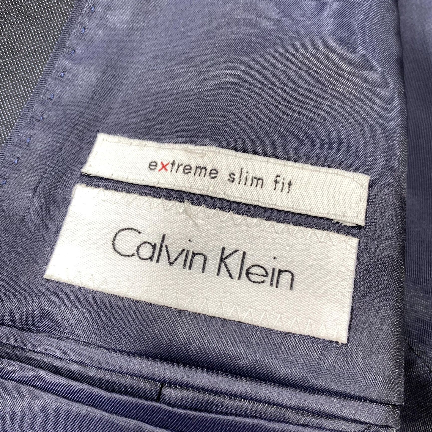 Calvin Klein Calvin Klein Suit Jacket Mens 40S Gray Wool Extreme Slim Fit Two-Button Jacket/Coat (Two-Button, Notch Lapel) Womens? Size 40R - 4 Thumbnail