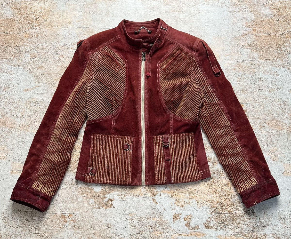 image of Retro Jacket x Vintage Japanese Corduroy Retro Moto Jacket in Red, Women's (Size Small)