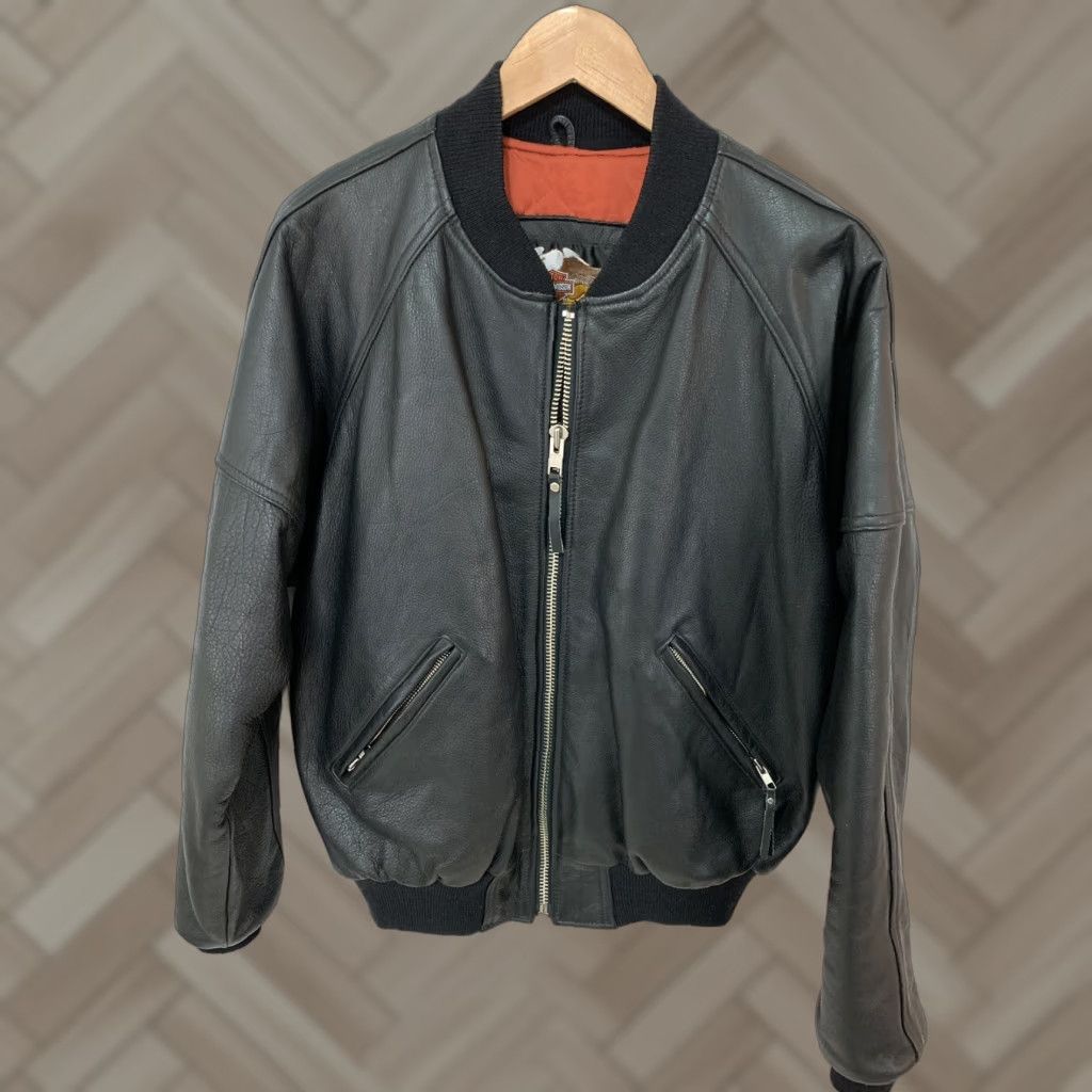 Harley Davidson Men's Bar & Shield Full Zip Leather Jacket Black Size Medium