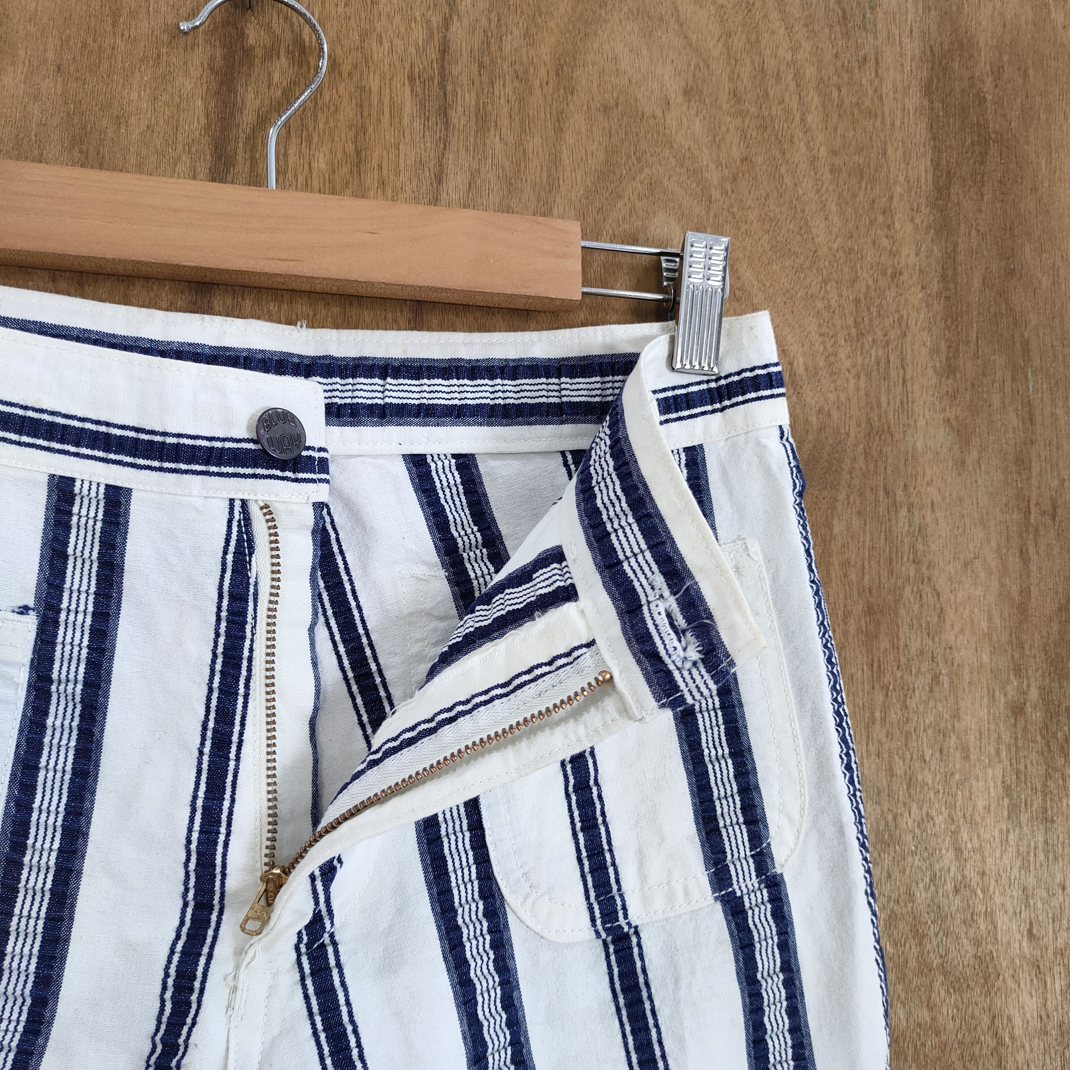Japan Blue × Solid and Striped × Vintage VINTAGE BLUE WAY TALON STRIPE FLARED PANTS Size US 28 / EU 44 - 8 Thumbnail