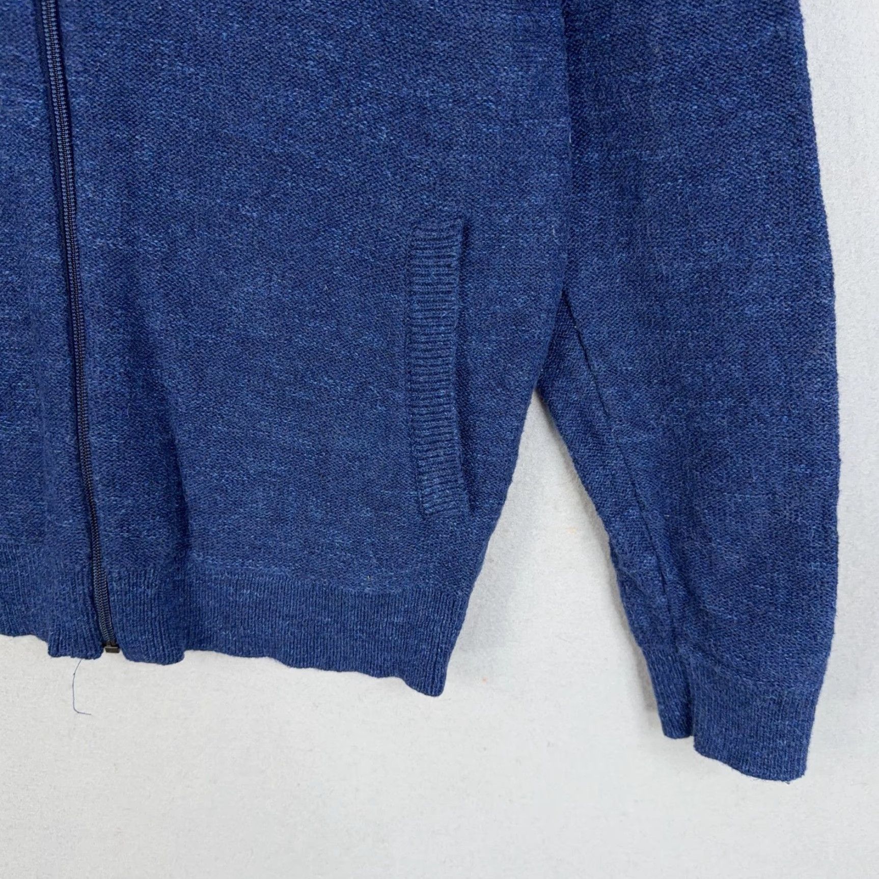 Vintage L.L.Bean Sweater Mens Medium Blue Organic Cotton Full Zip Hooded Cardigan Knit Size US M / EU 48-50 / 2 - 3 Thumbnail