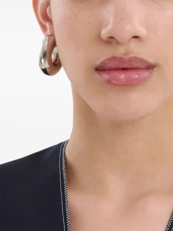 Marni o1w1db11125 Size:OS/Logo-Embellished Hoop Earrings in Silver Size ONE SIZE - 4 Thumbnail