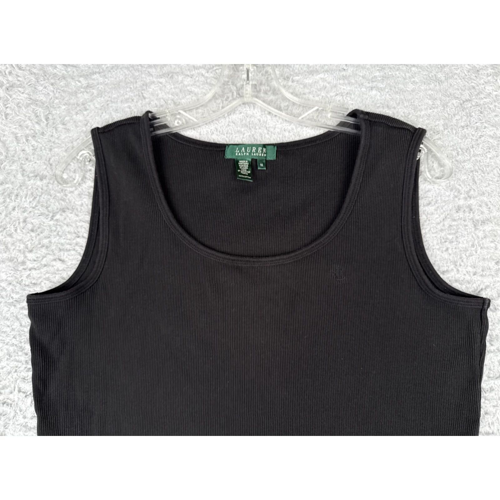 Ralph Lauren Lauren Ralph Lauren Black Tank Shirt Women 1X Floral Scoop Neck Cotton Size XL / US 12-14 / IT 48-50 - 4 Thumbnail