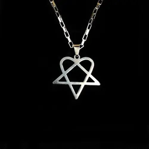 VIBE Heart Necklace Punk Grunge Chain Y2K Size ONE SIZE - 3 Thumbnail