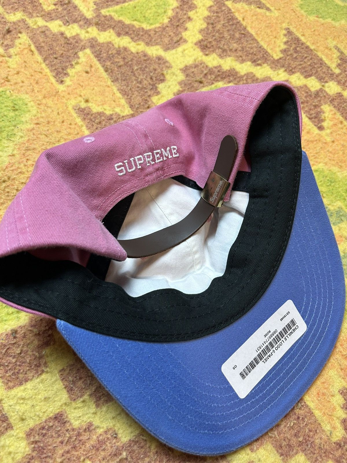 Supreme Pink and Blue Supreme Chenille Logo 6-Panel Adjustable Hat Size ONE SIZE - 3 Thumbnail