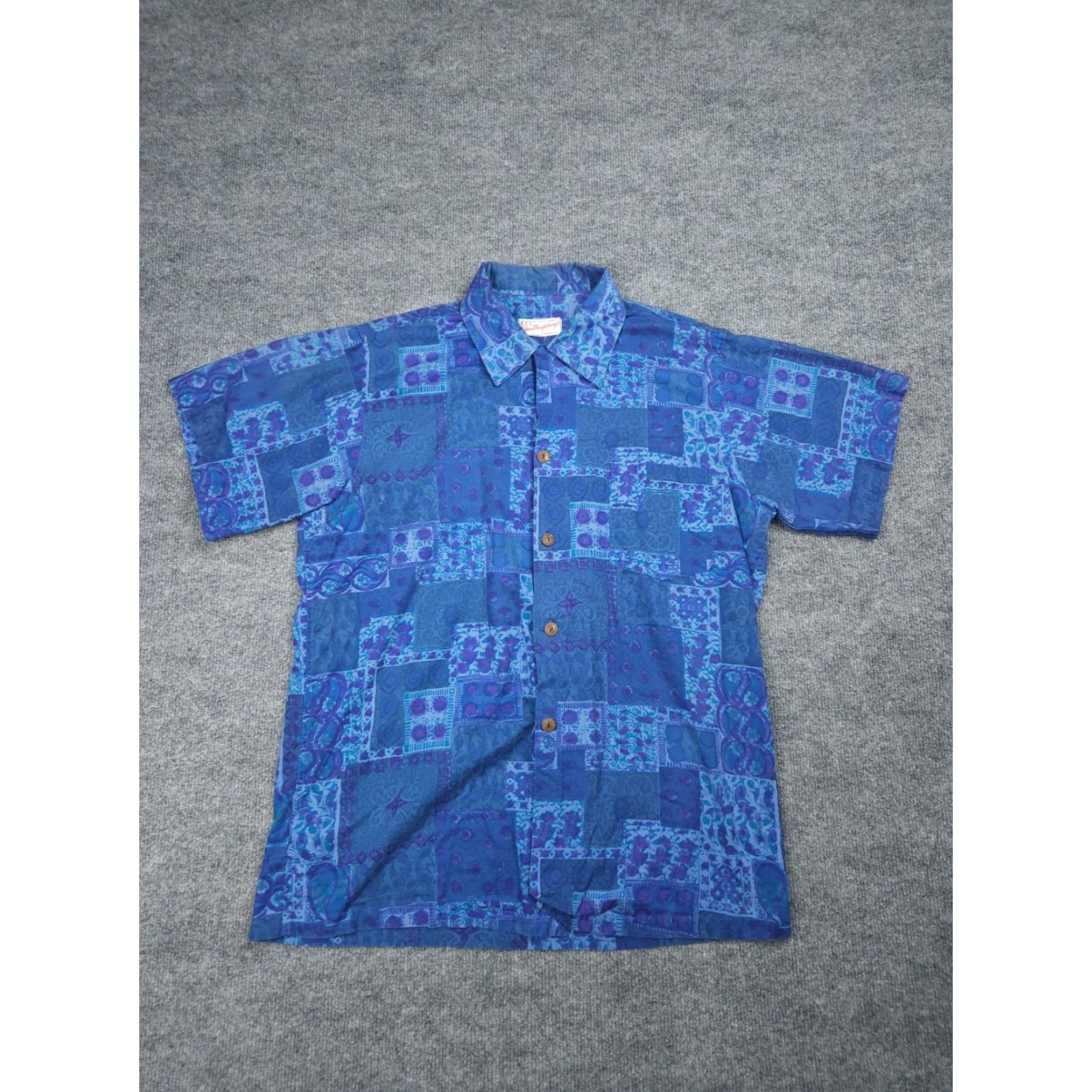 Hilo Hattie VINTAGE Kahana Hawaiian Shirt Men's Large (44" Chest) Blue Purple Abstract WOW Hilo Hattie Button-Up Shirt Men’s Classic 44 in Chest Size US L / EU 52-54 / 3 - 3 Thumbnail