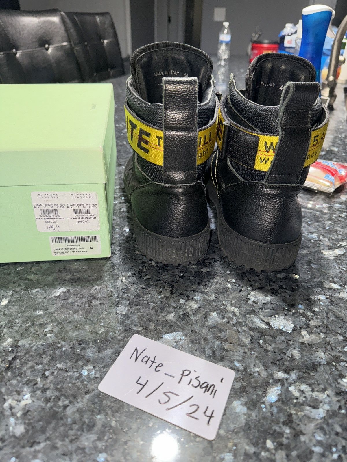 Off white industrial high top sneakers