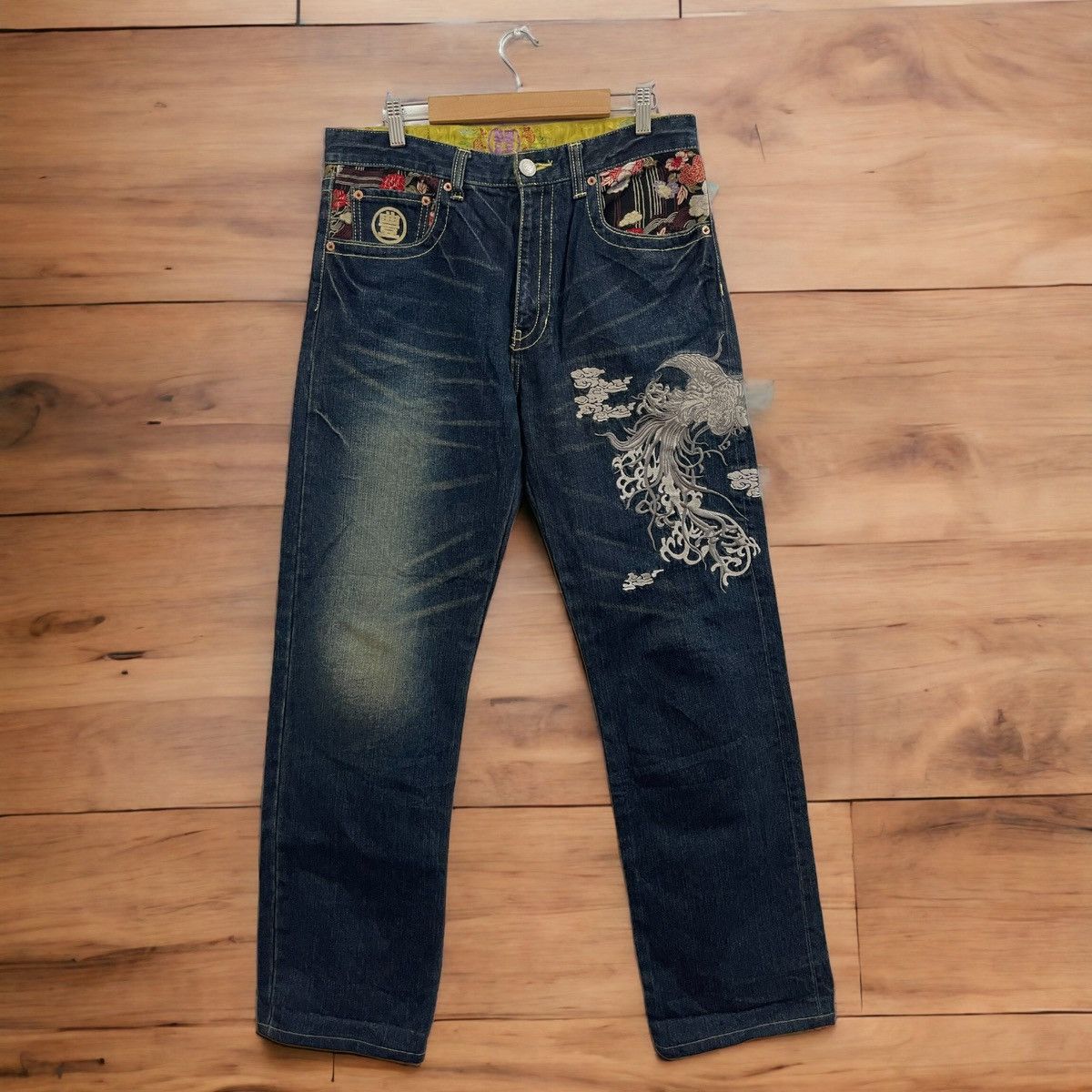 Designer × Japanese Brand JapaneseBrand Embroidered Dragon Jeans Size US 33 - 3 Thumbnail