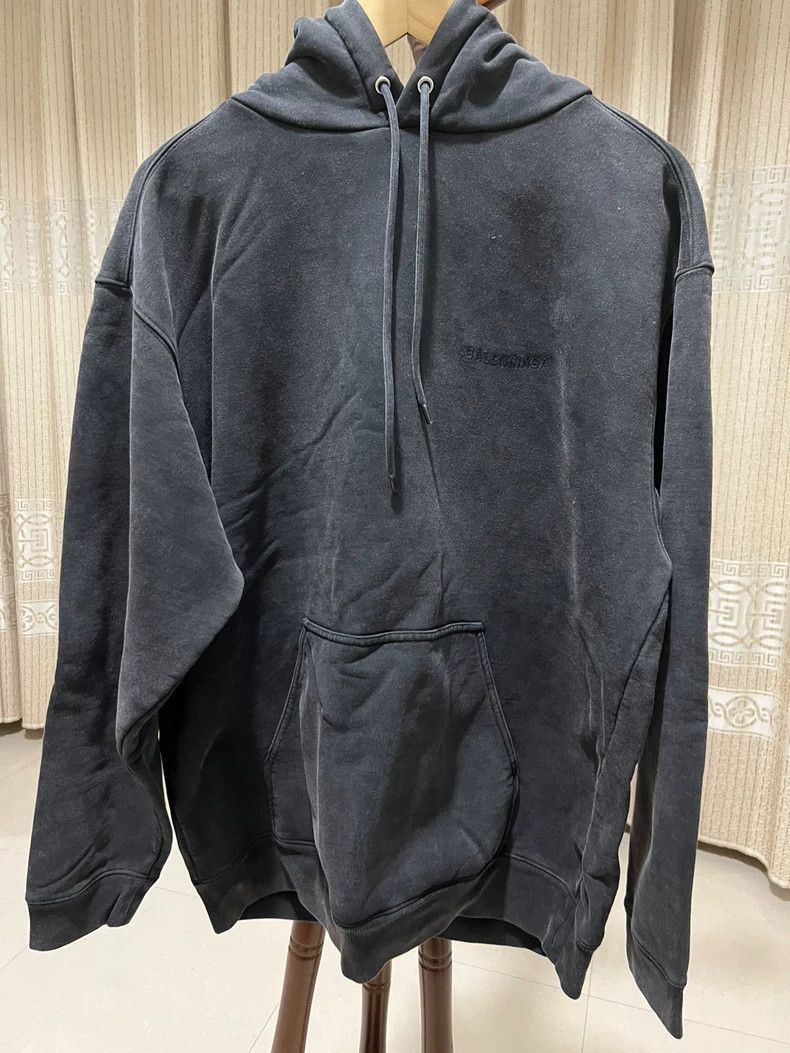 Balenciaga Front and Back Embroidered Logo Washed Distress