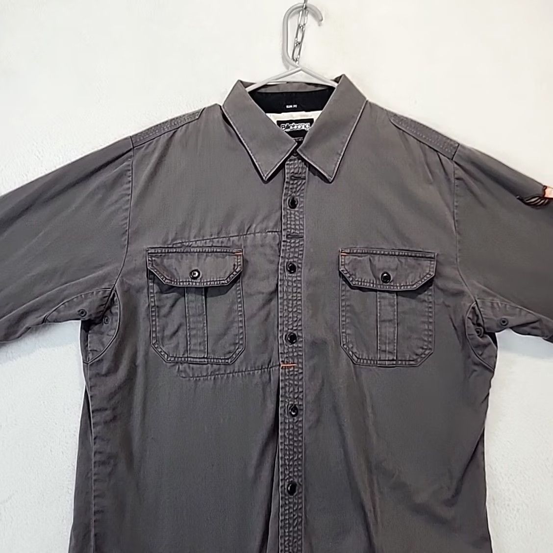 Billabong Billabong Mens L Gray Long Sleeve Button-Up Shirt Grunge Skater Mechanics Pocketed Casual Size US L / EU 52-54 / 3 - 4 Thumbnail