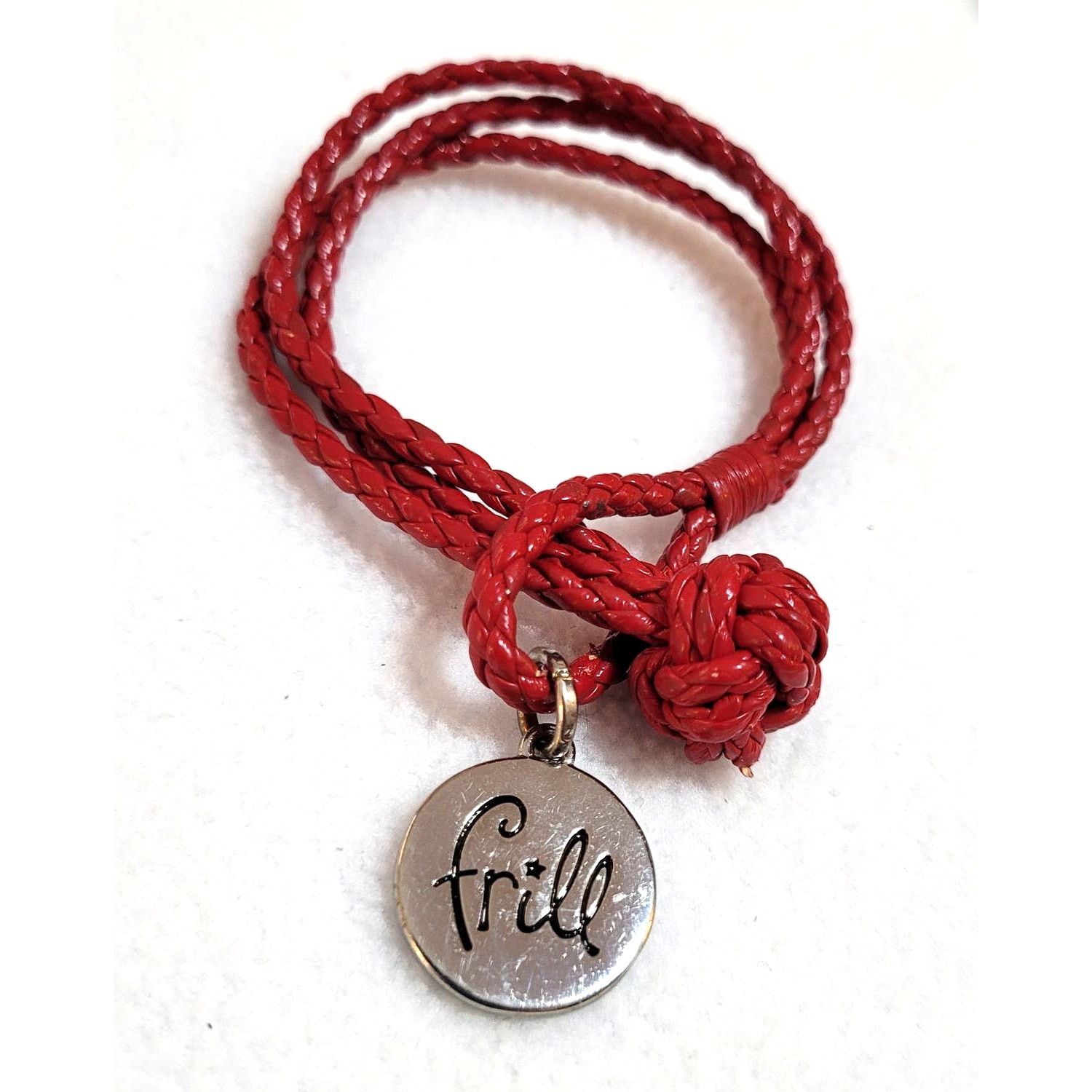 Vera Bradley VERA BRADLEY Red Braided Faux Leather Cord Frill Bracelet Size ONE SIZE - 2 Thumbnail