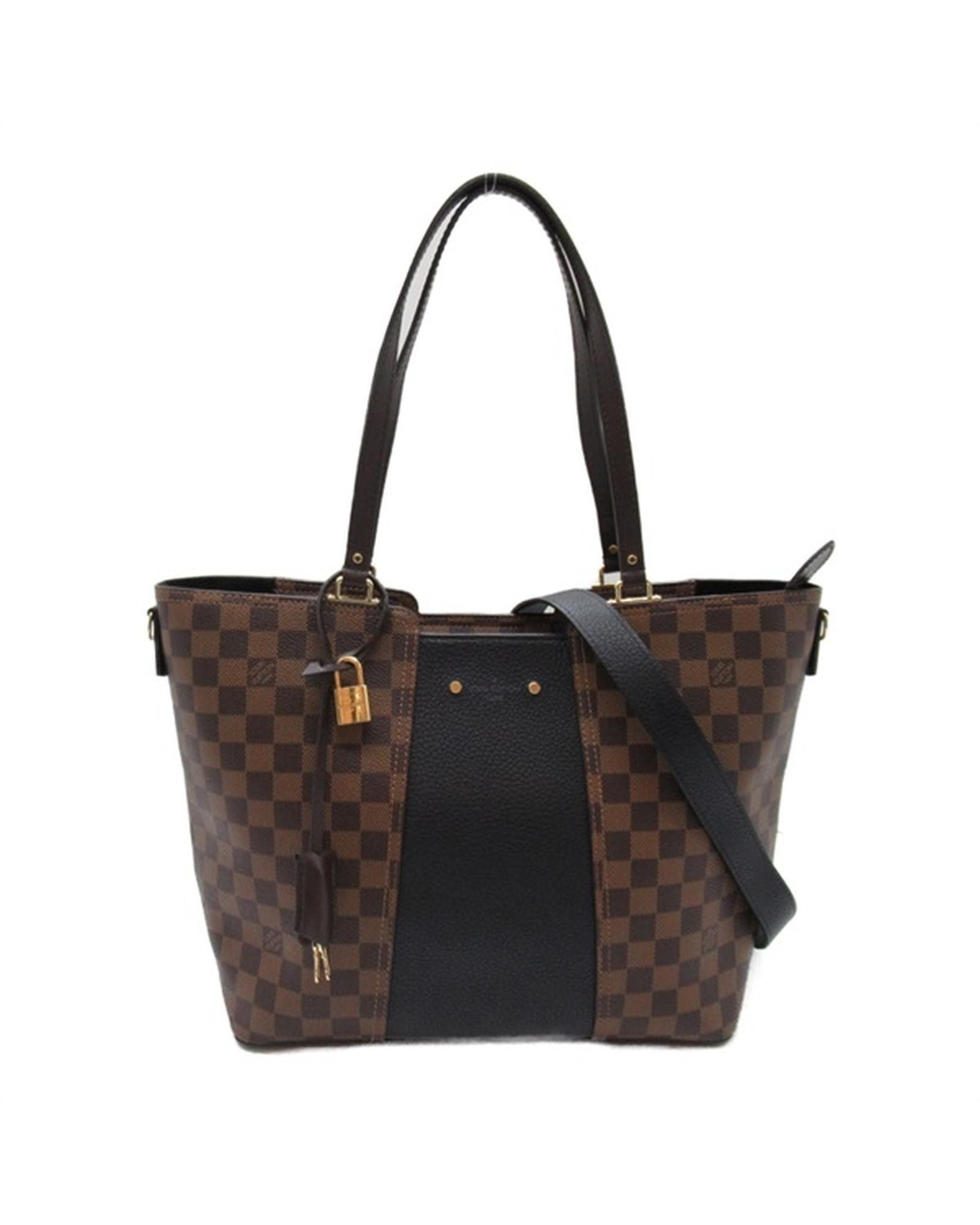 image of Louis Vuitton Damier Ebene Jersey Tote Bag In Excellent Condition in Brown, Women's