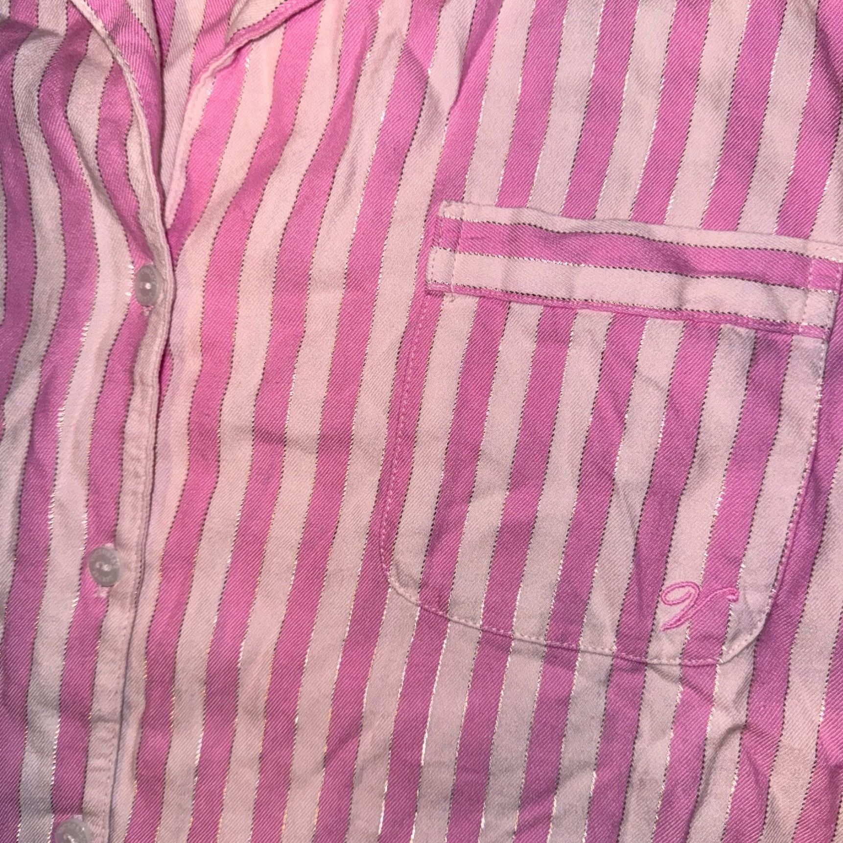 Victoria's Secret VINTAGE Victoria's Secret Women’s Pink W/Gold & White Stripes Pajama Top Shirt Small Size S / US 4 / IT 40 - 3 Thumbnail