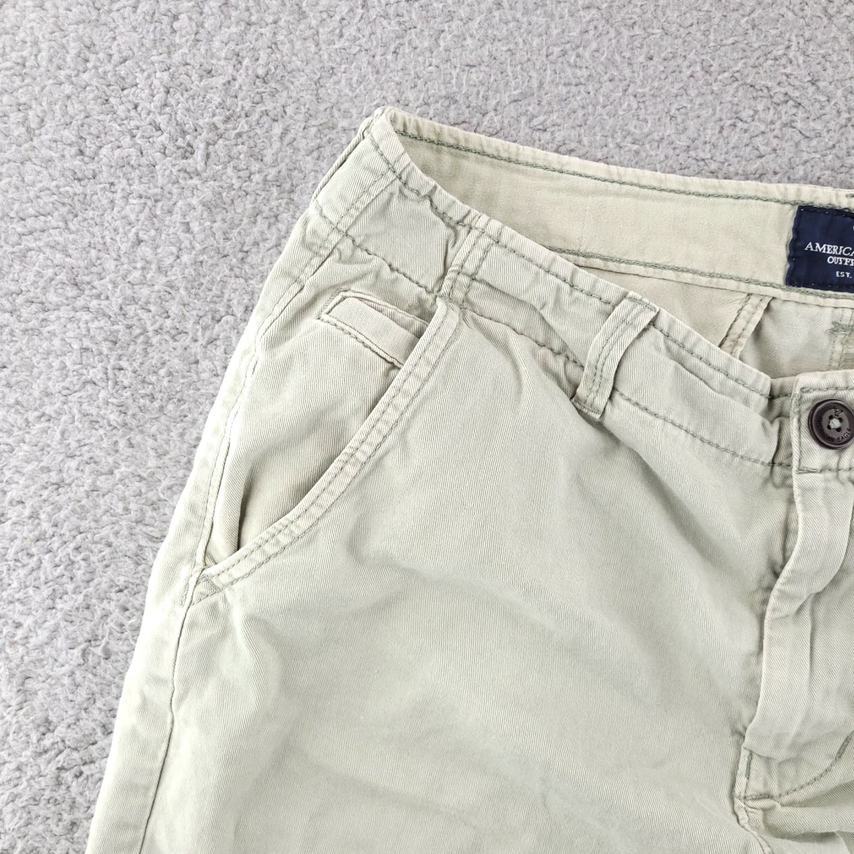 American Eagle Outfitters American Eagle Outfitters Slim Chino Shorts Mens 33 Mint Green Flat Front Casual Preppy Size US 33 - 3 Thumbnail