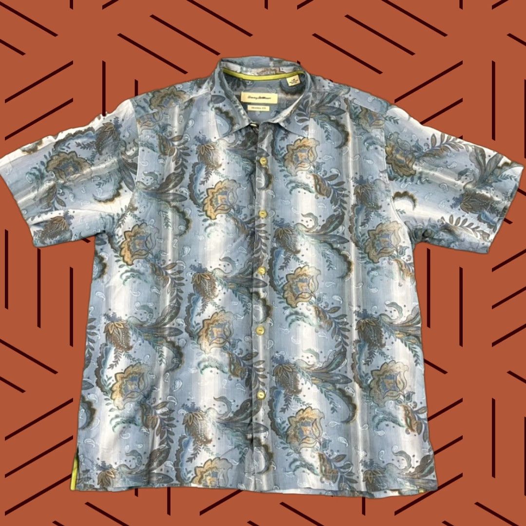 Tommy Bahama Tommy Bahama Shirt Mens Large Blue Paisley 100% Silk Hawaiian Resort Button Up Size US L / EU 52-54 / 3 - 1 Thumbnail