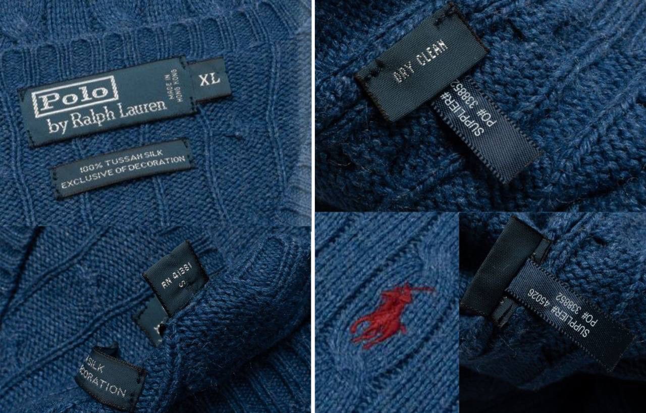 Polo Ralph Lauren 🔵 POLO RALPH LAUREN Vintage Tussah Silk Cable Knit Sweater Size US XL / EU 56 / 4 - 3 Thumbnail