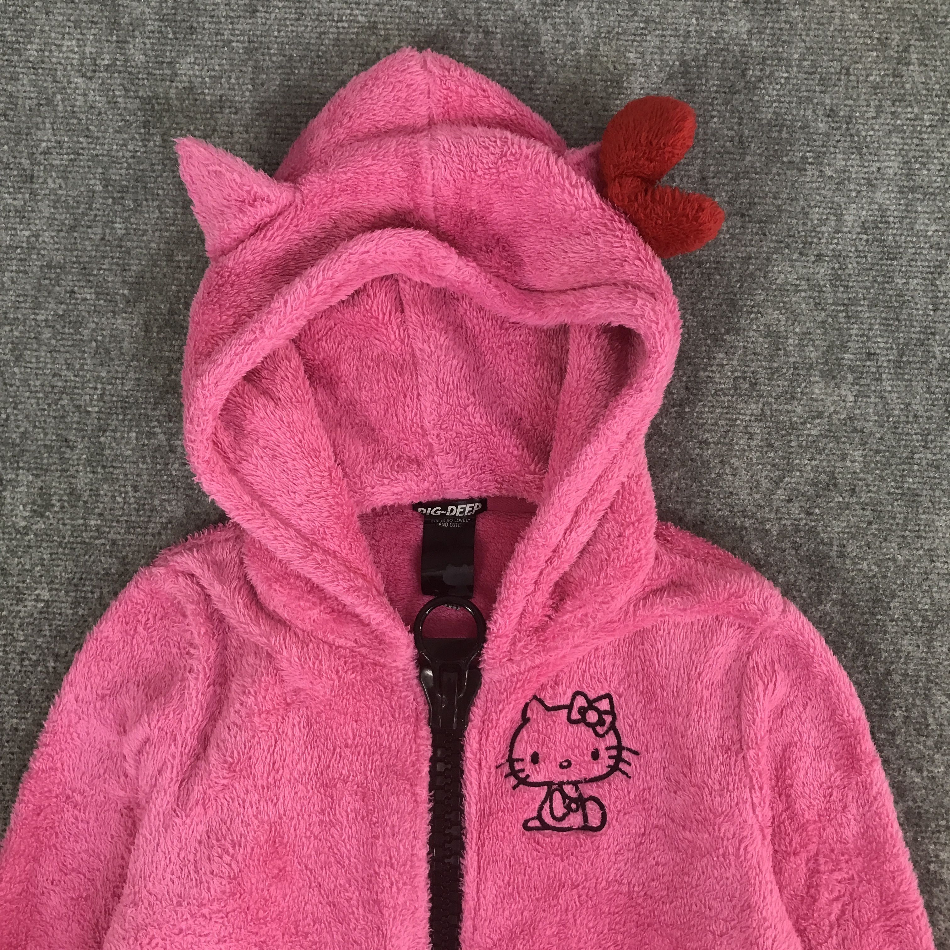 Japanese Brand HELLO KITTY SHERPA PINK HOODIE JACKET K127B9 Size L / US 10 / IT 46 - 2 Thumbnail
