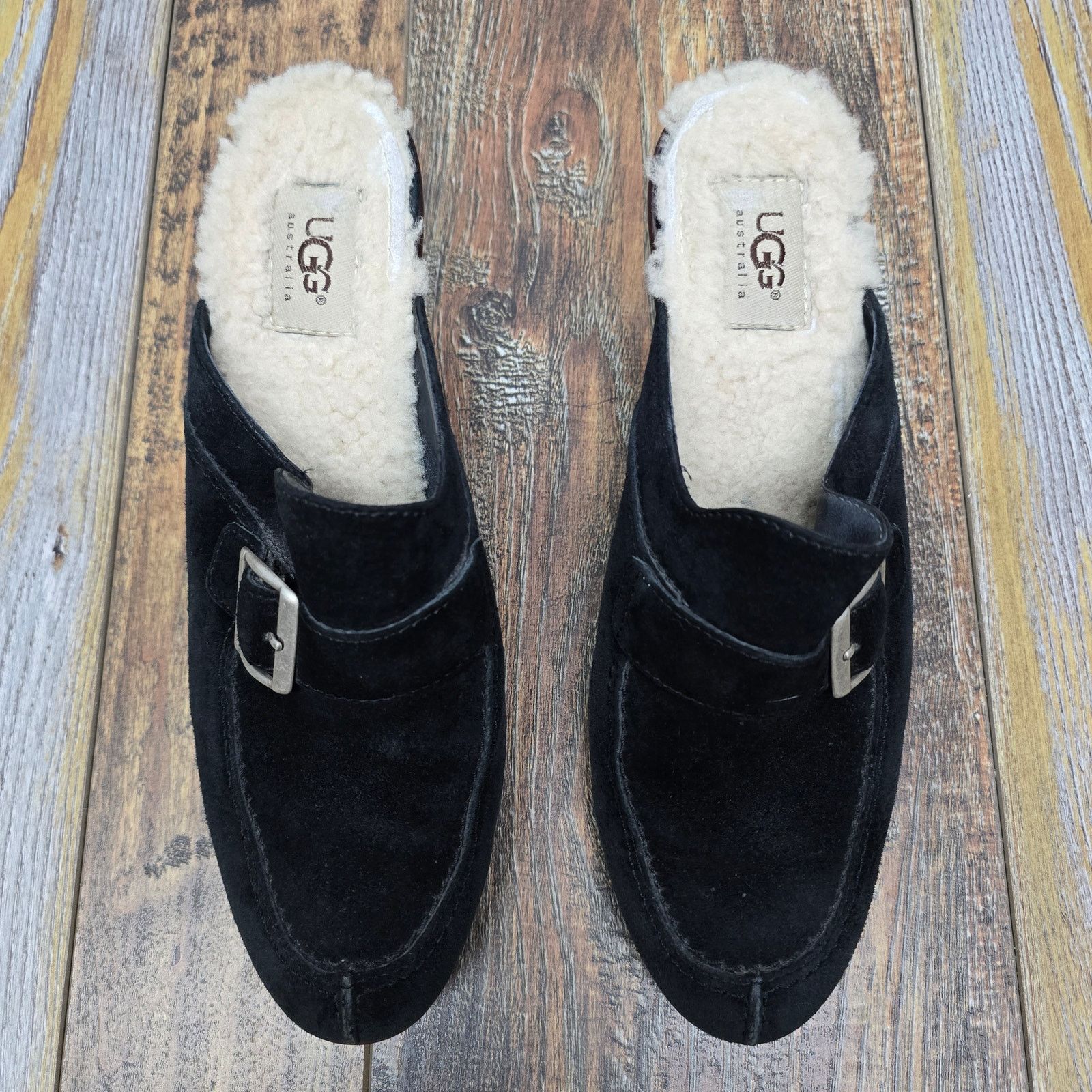 Ugg UGG Suede Leather Sheepskin Shearling Isabella Clogs Heels Size US 9.5 / IT 39.5 - 4 Thumbnail