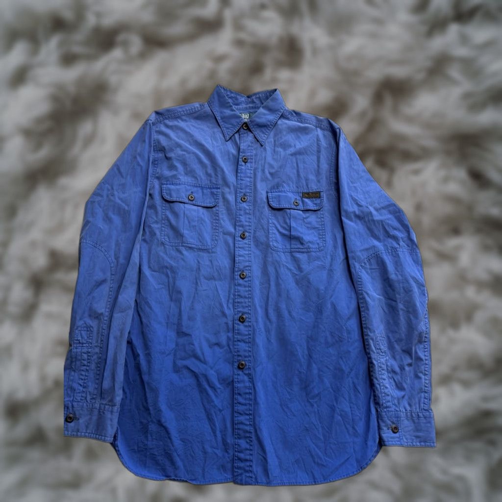 Polo Ralph Lauren Button-Up Shirt Mens Navy Blue Cotton Twill 90s Retro Classic Size M