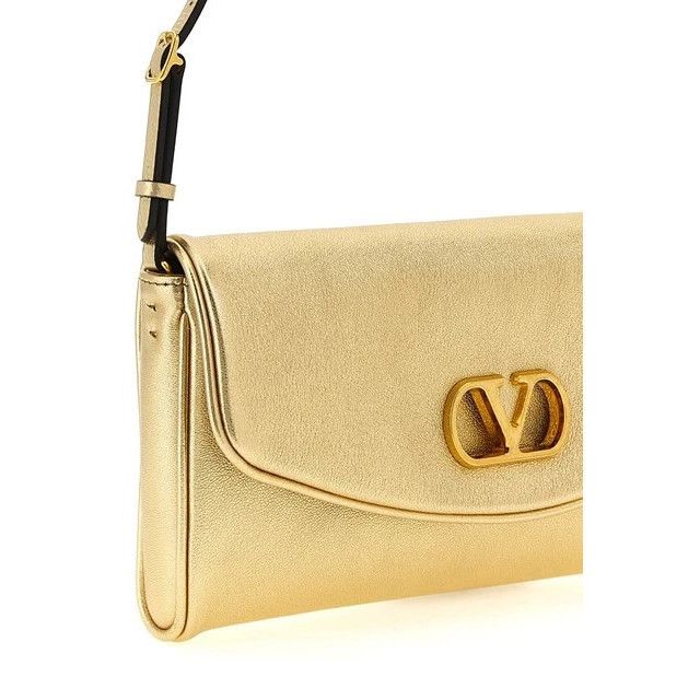 Valentino VALENTINO GARAVANI DeVain Gold Leather Shoulder Bag New Size ONE SIZE - 3 Thumbnail