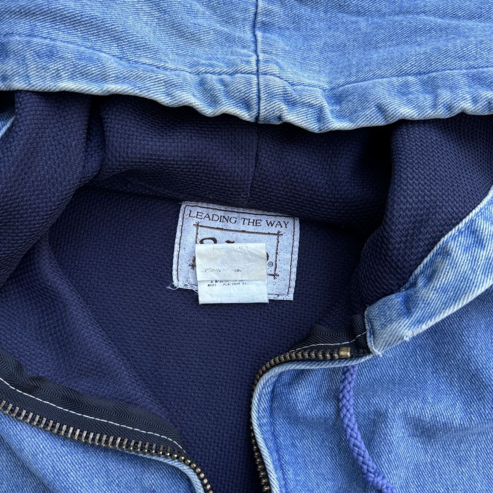 Vintage 90s Thermal Lined Denim Zip Up Work Jacket ERD Grunge Faded Size US L / EU 52-54 / 3 - 9 Thumbnail