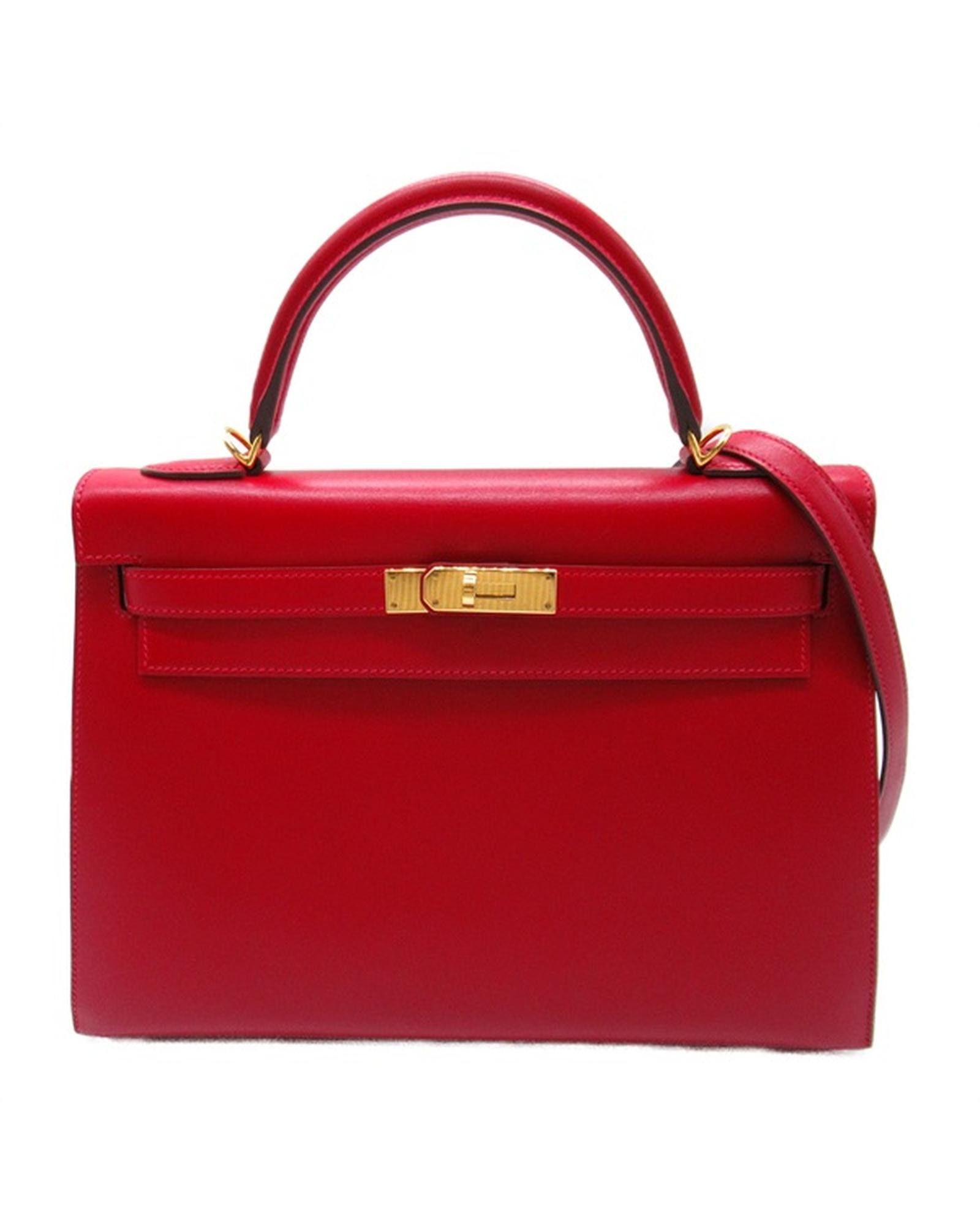 image of Hermes Red Box Kelly Bag In Excellent Condition, Women's