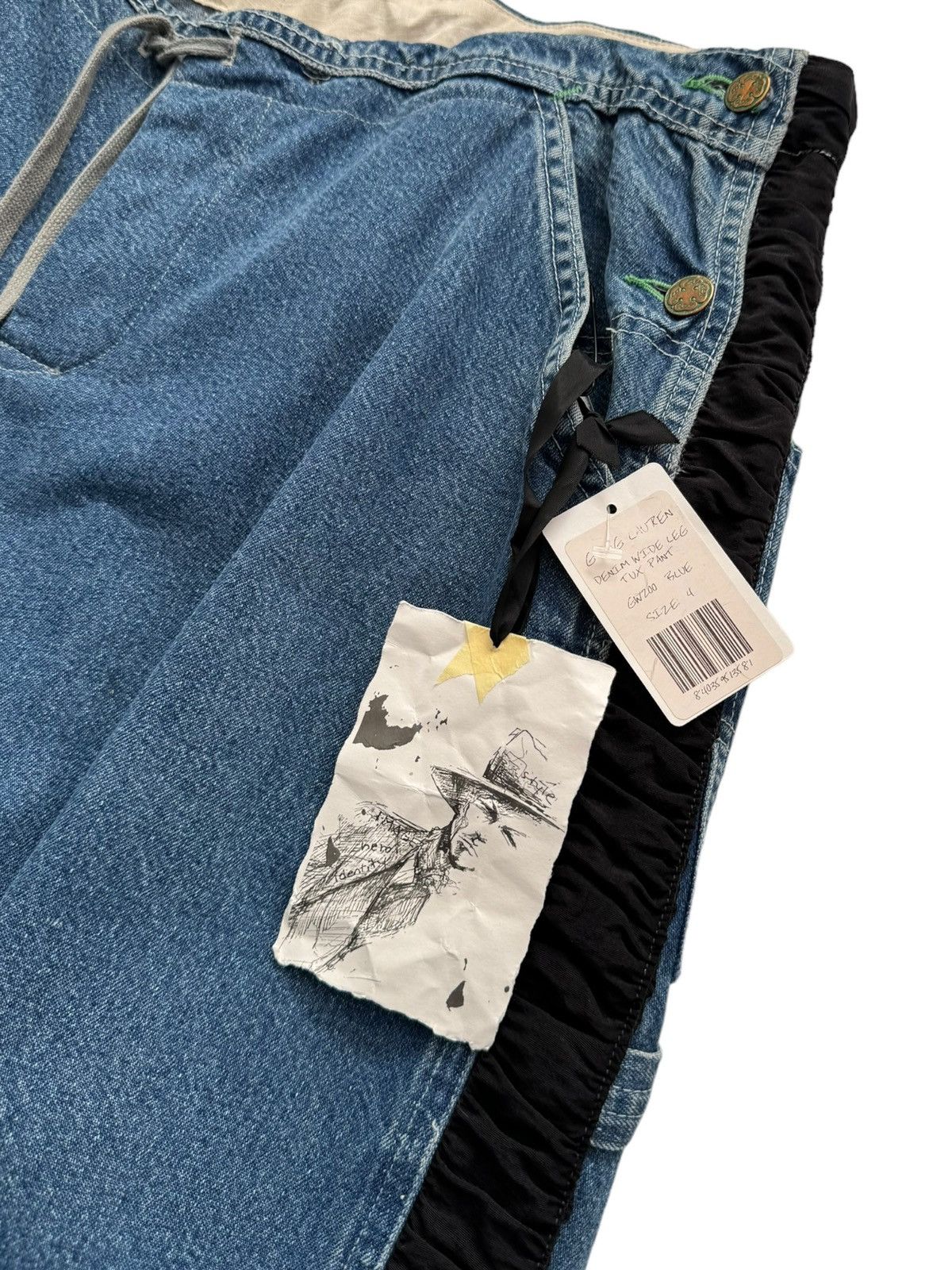 Greg Lauren Sz4 Denim Wide Leg Tux Baggy Pant Size US 34 / EU 50 - 3 Thumbnail